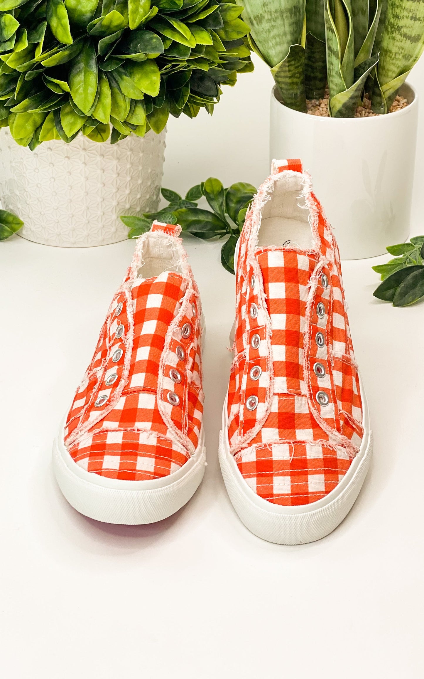 Corkys Babalu Sneaker in Orange Gingham
