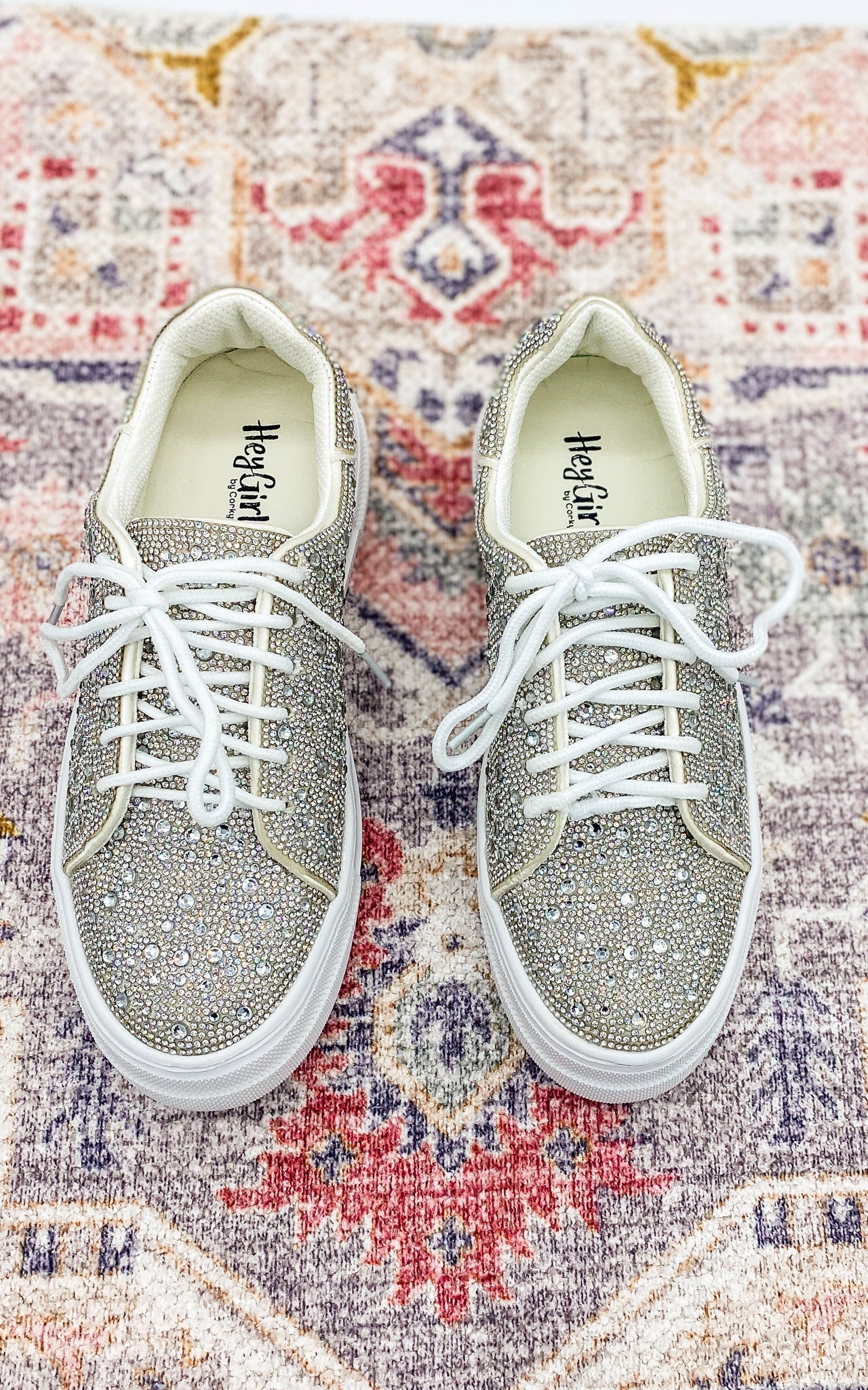 Corkys Bedazzled Rhinestone Sneakers in Clear