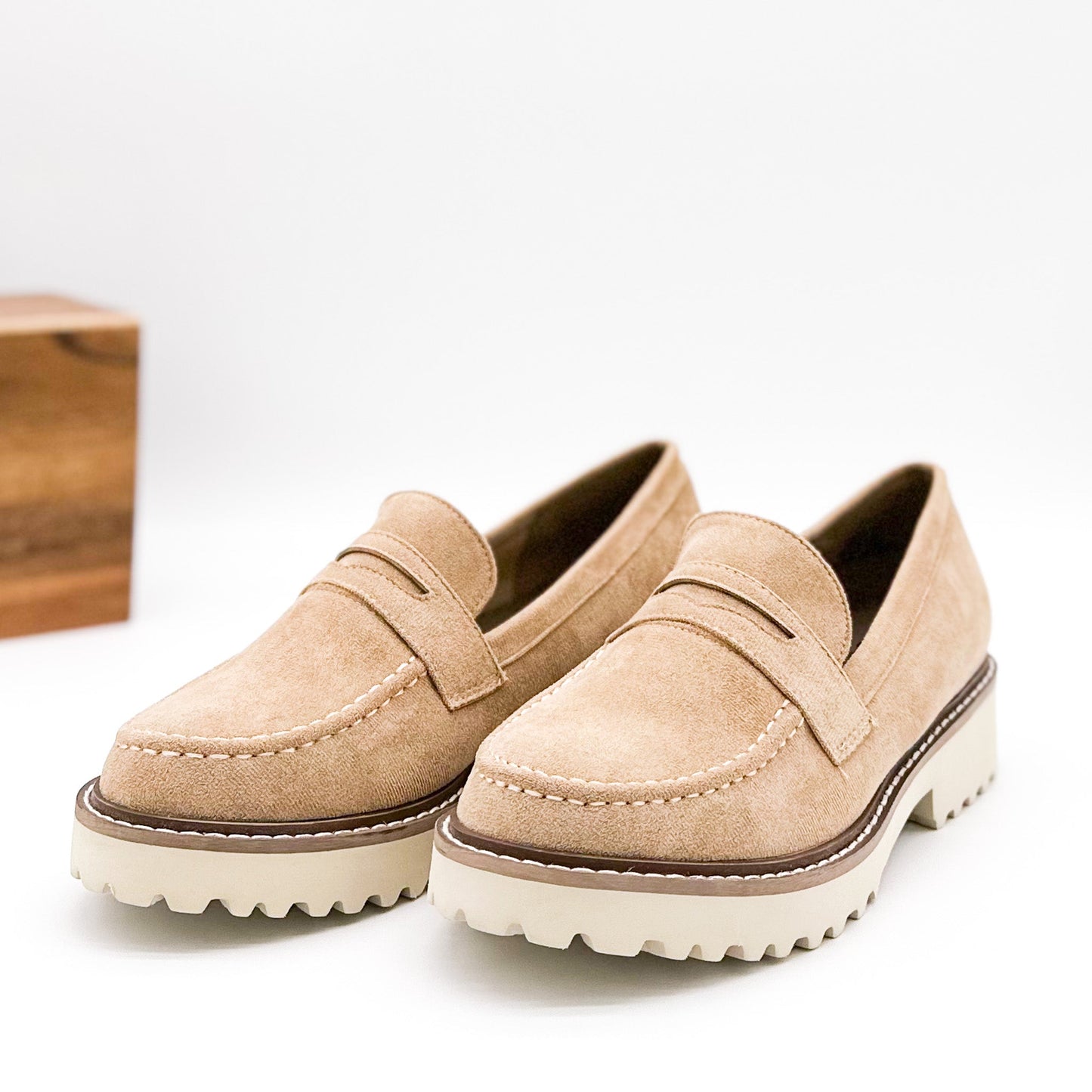 Corkys Boost Loafers in Sand Suede