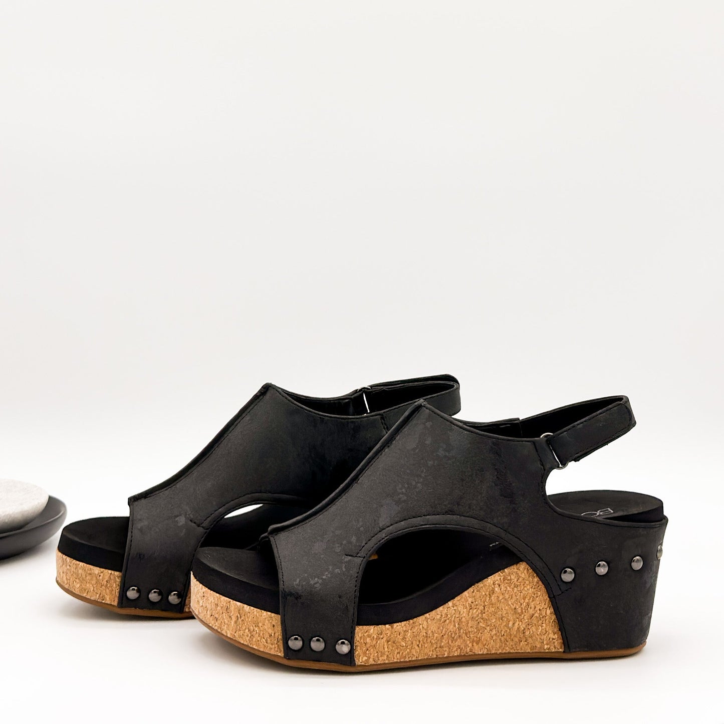 Corkys Carley Wedge in Black Metallic