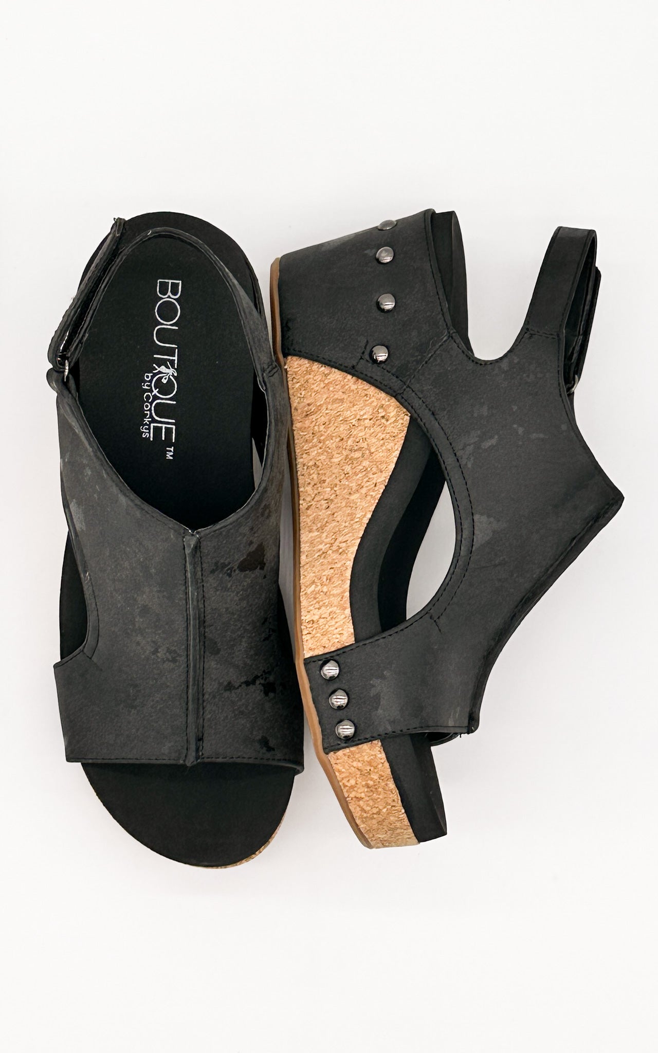 Corkys Carley Wedge in Black Metallic