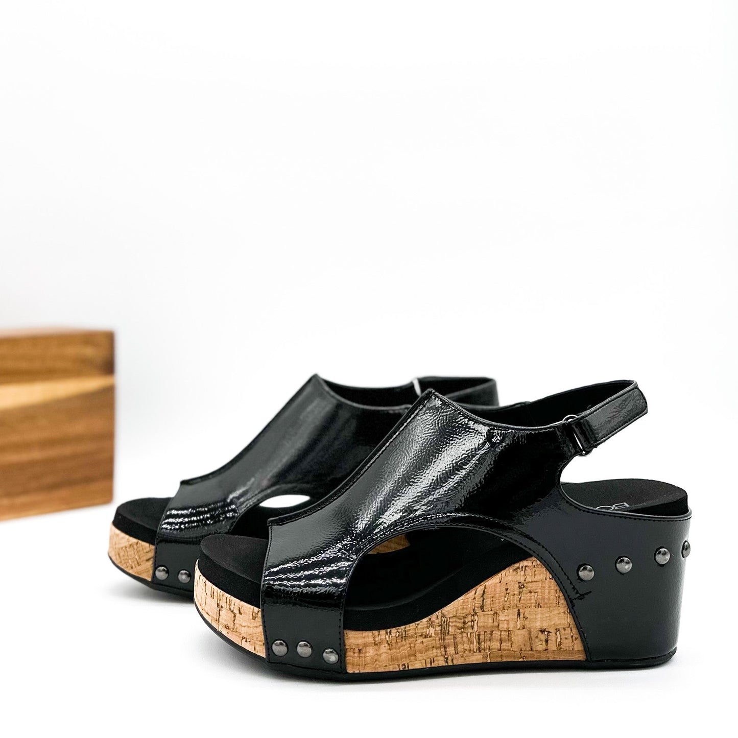 Corkys Carley Wedge in Black Patent