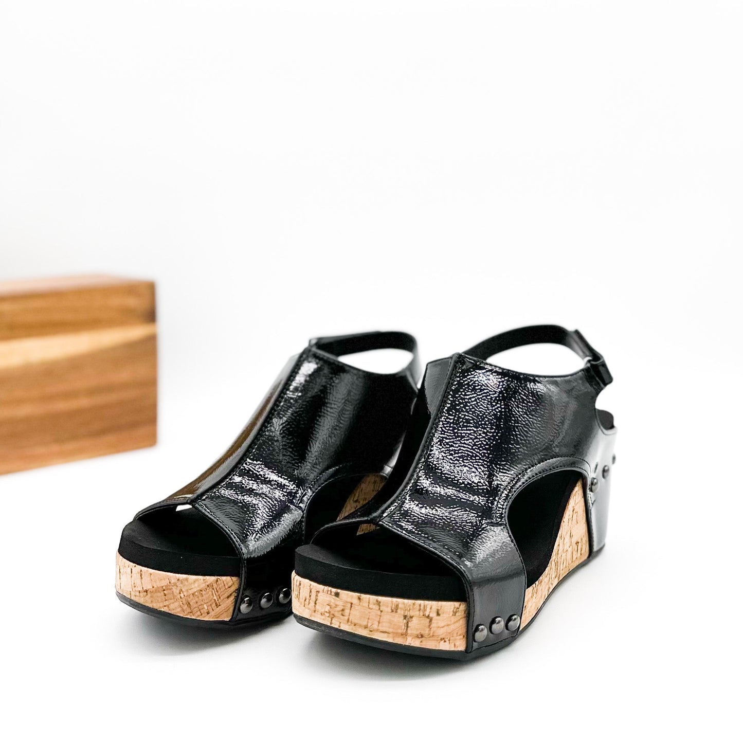Corkys Carley Wedge in Black Patent