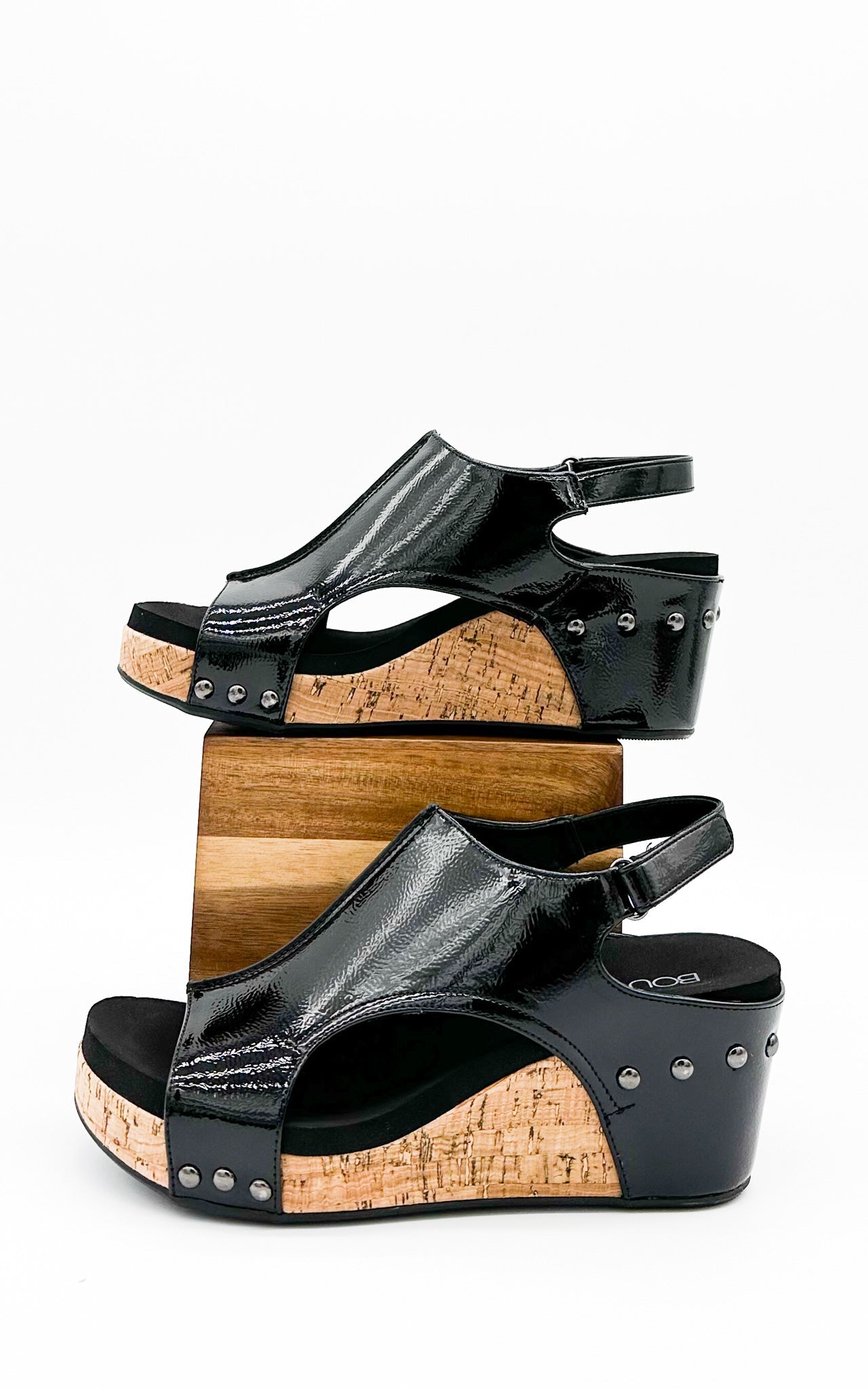 Corkys Carley Wedge in Black Patent
