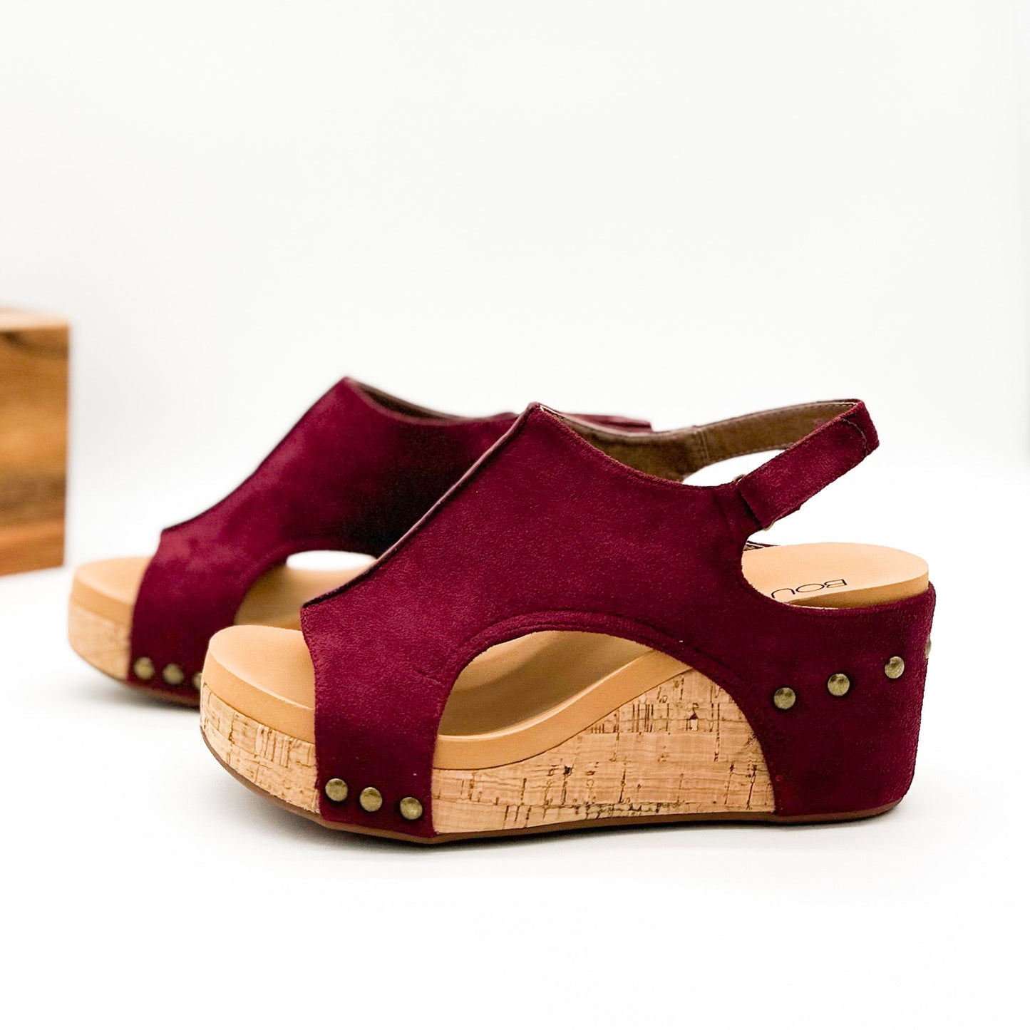 Corkys Carley Wedge in Dark Red Suede