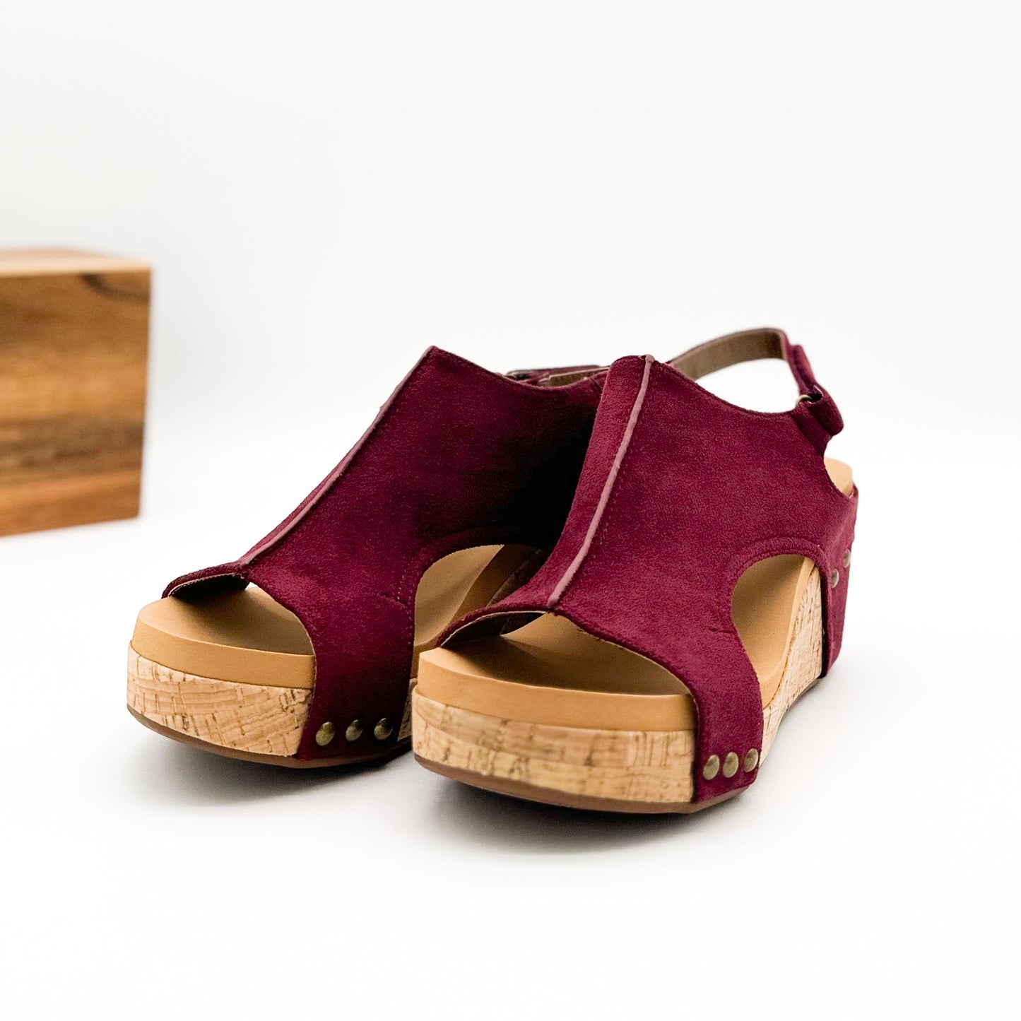 Corkys Carley Wedge in Dark Red Suede