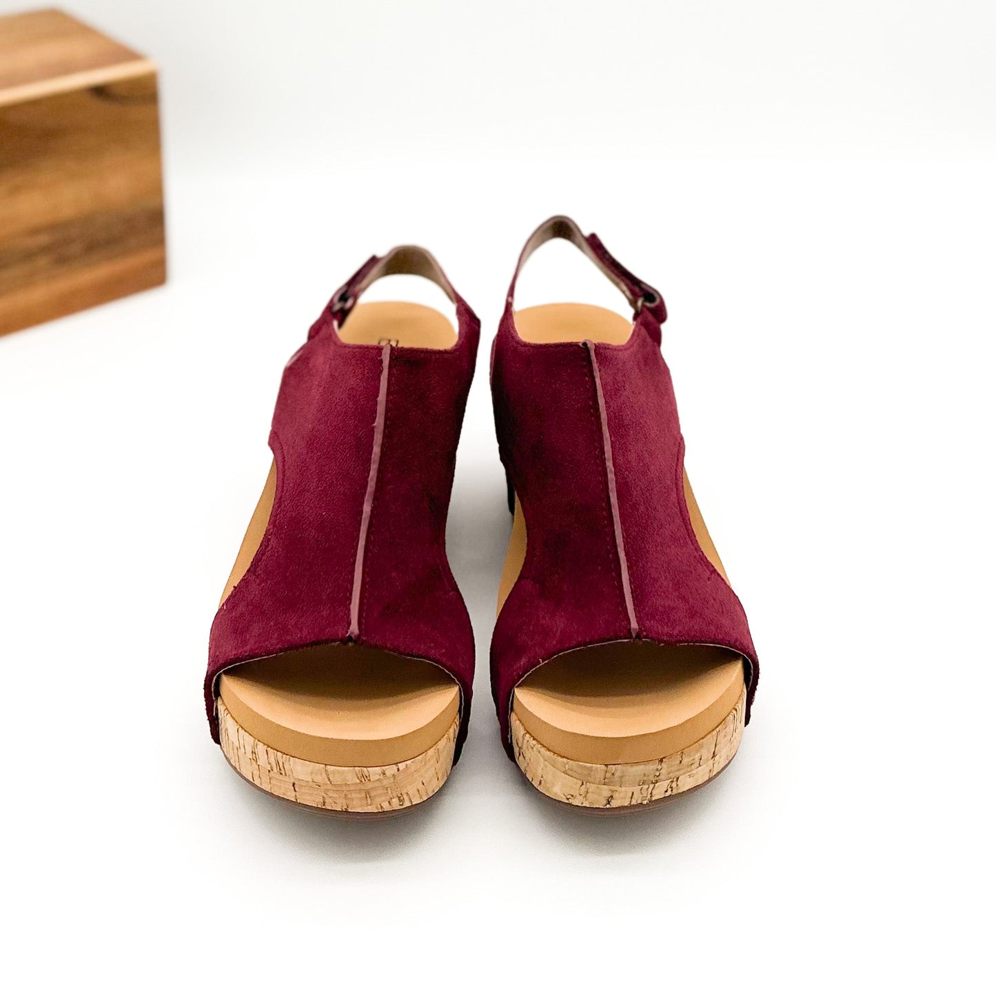 Corkys Carley Wedge in Dark Red Suede