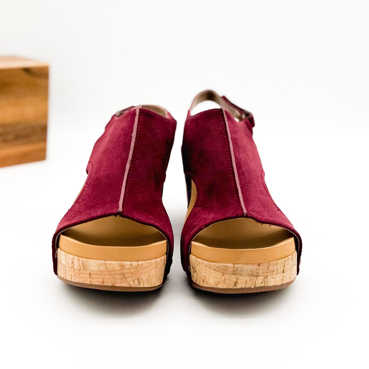 Corkys Carley Wedge in Dark Red Suede