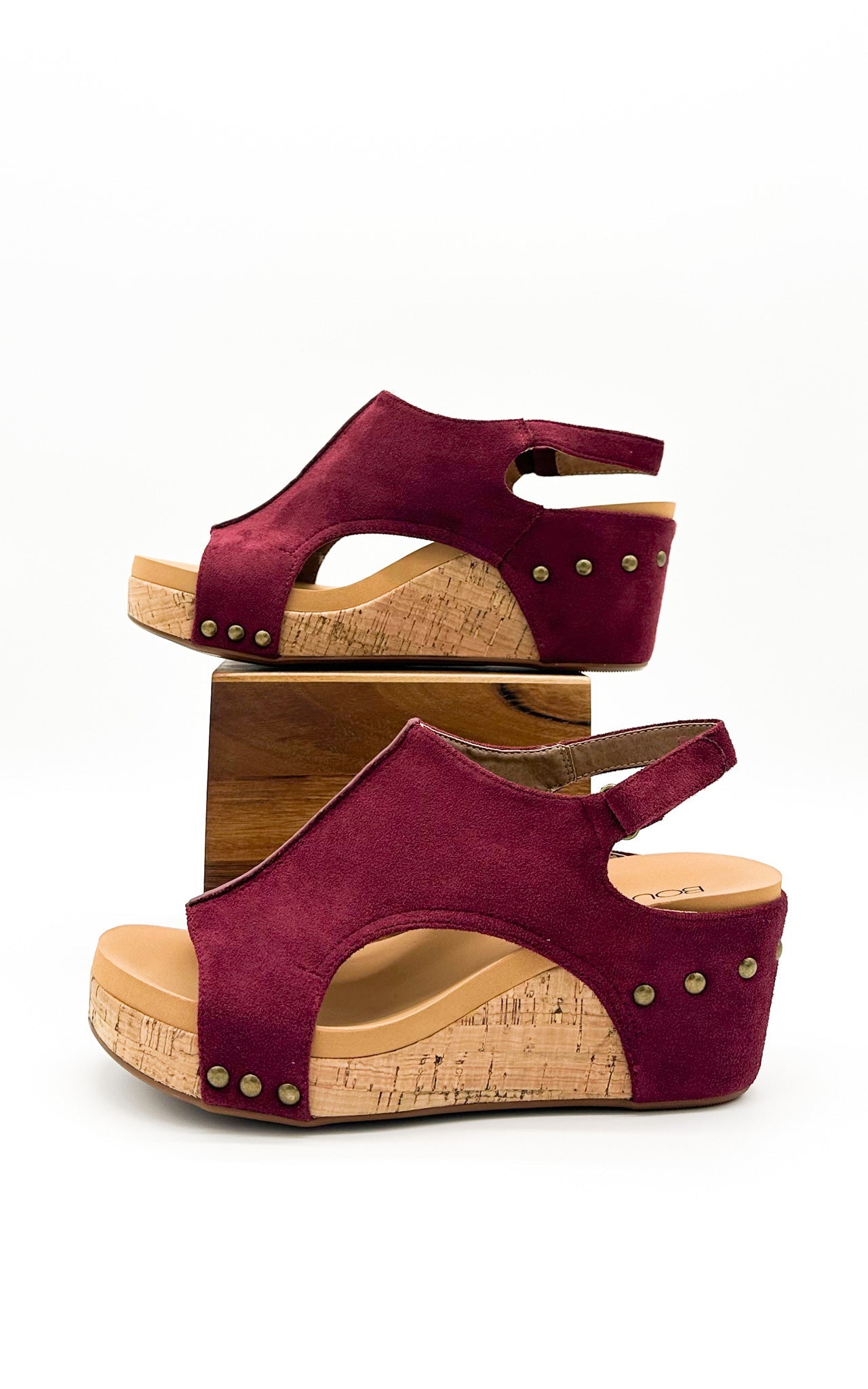 Corkys Carley Wedge in Dark Red Suede