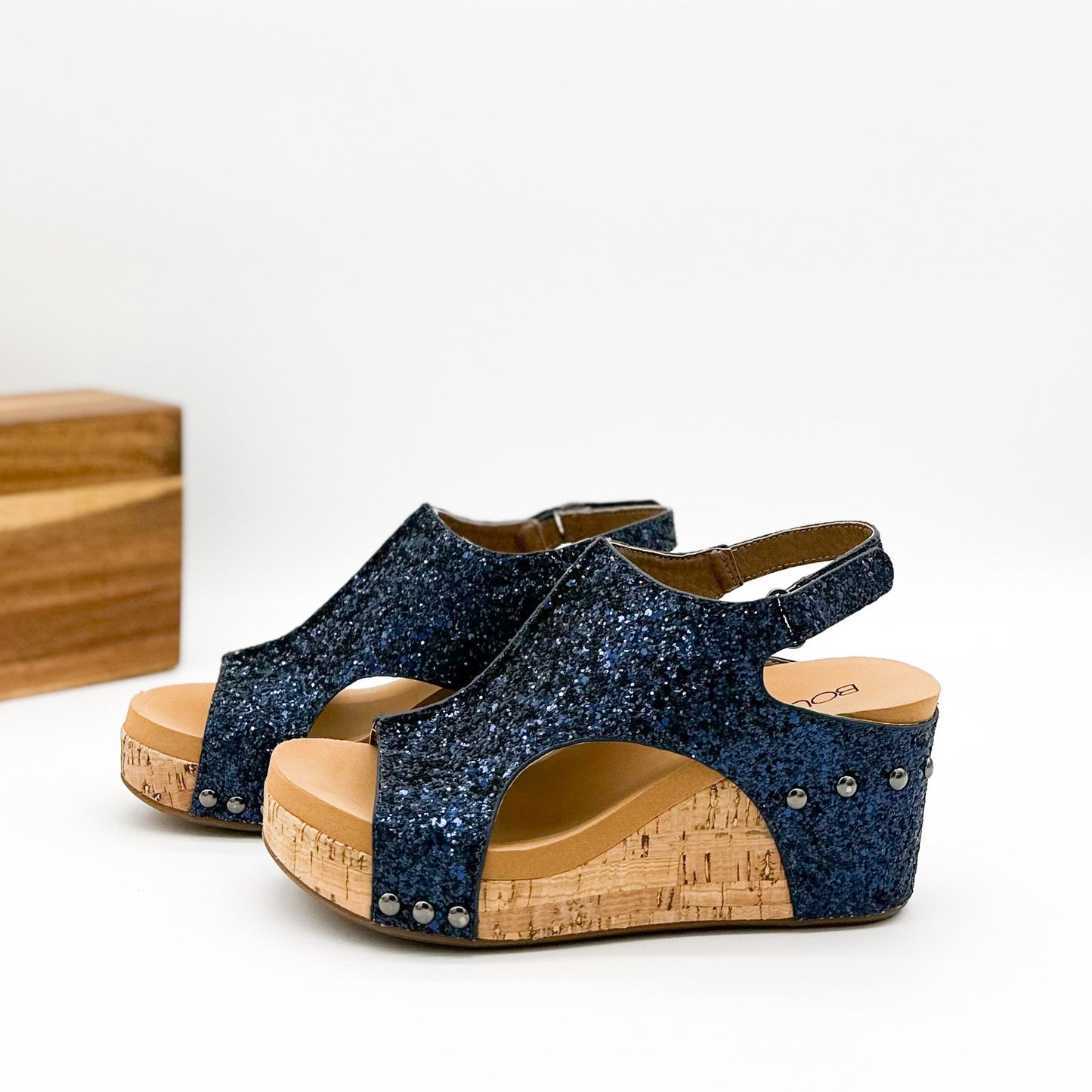 Corkys Carley Wedge in Navy Glitter