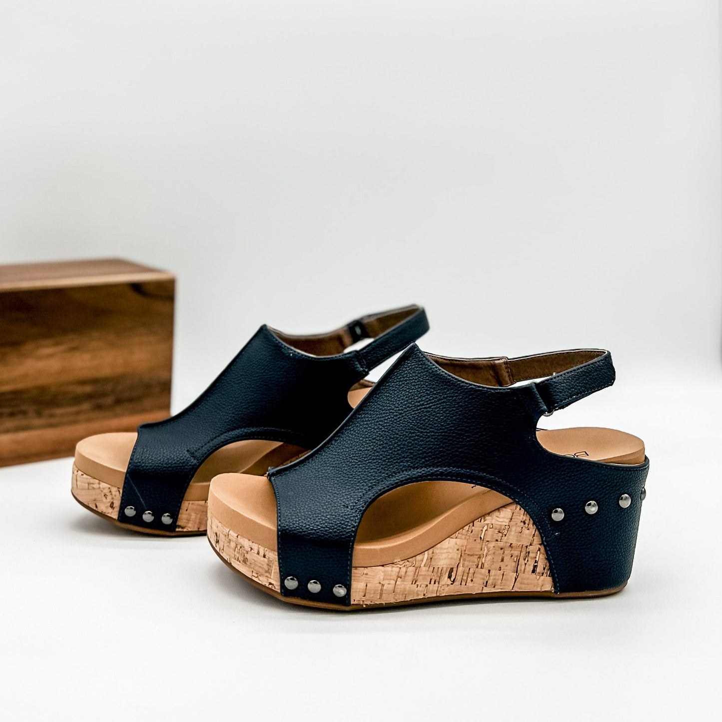 Corkys Carley Wedge in Smooth Navy