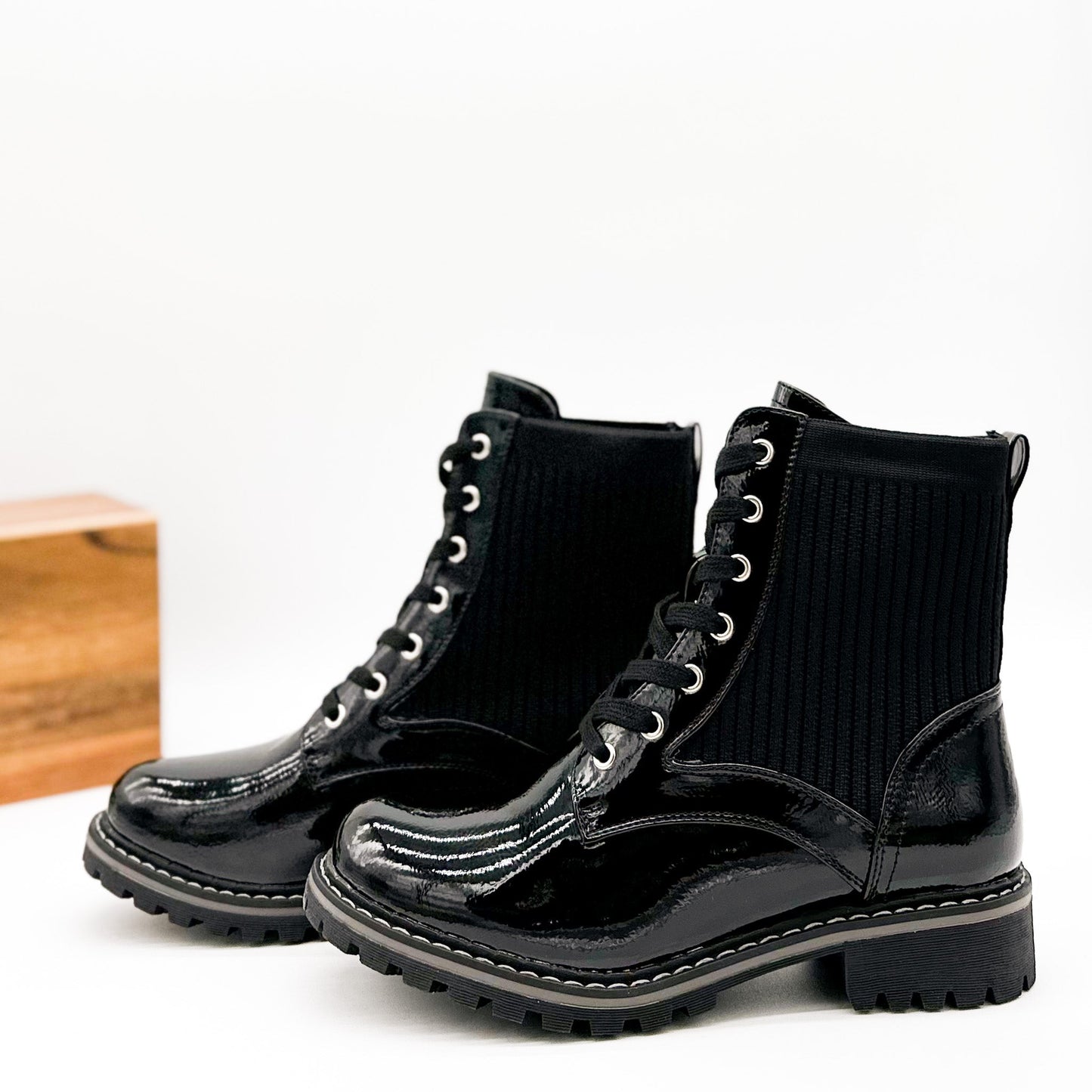 Corkys Creep It Real Boot in Black Patent