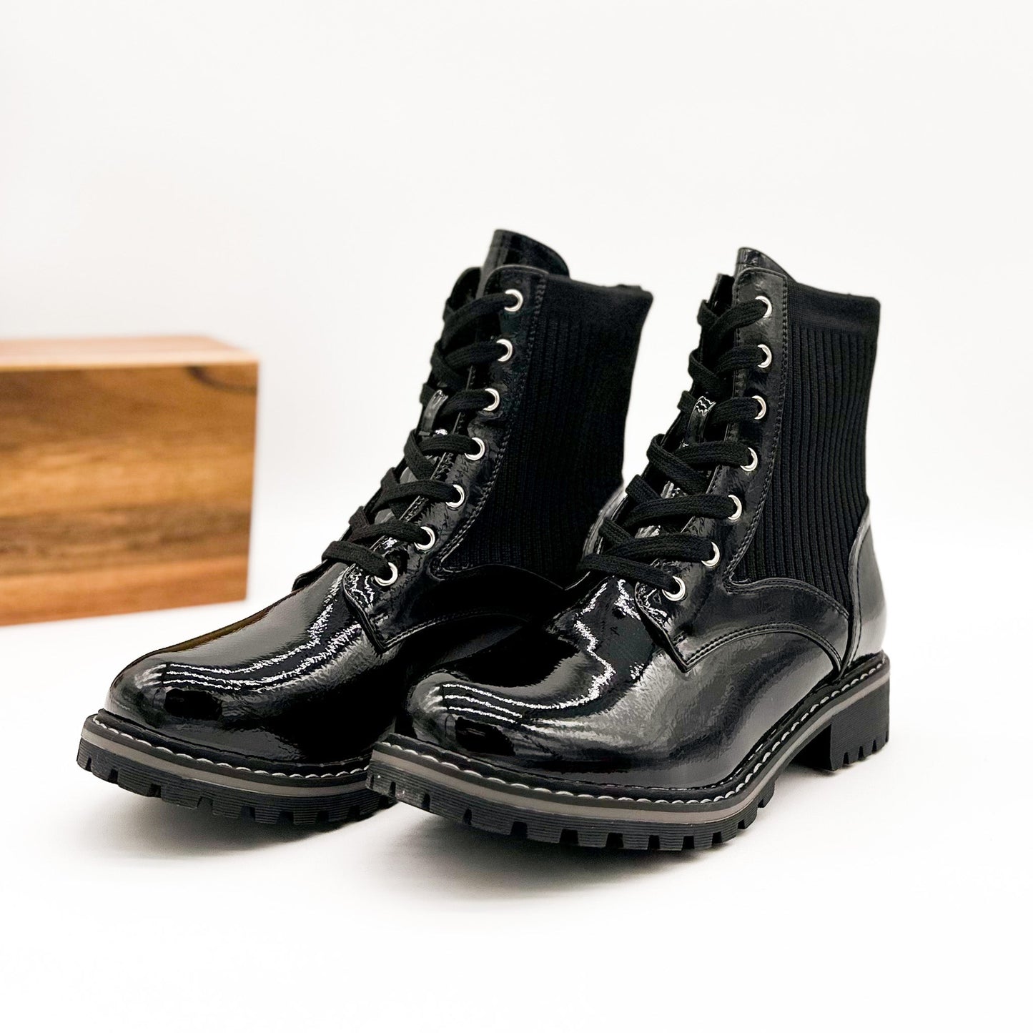 Corkys Creep It Real Boot in Black Patent