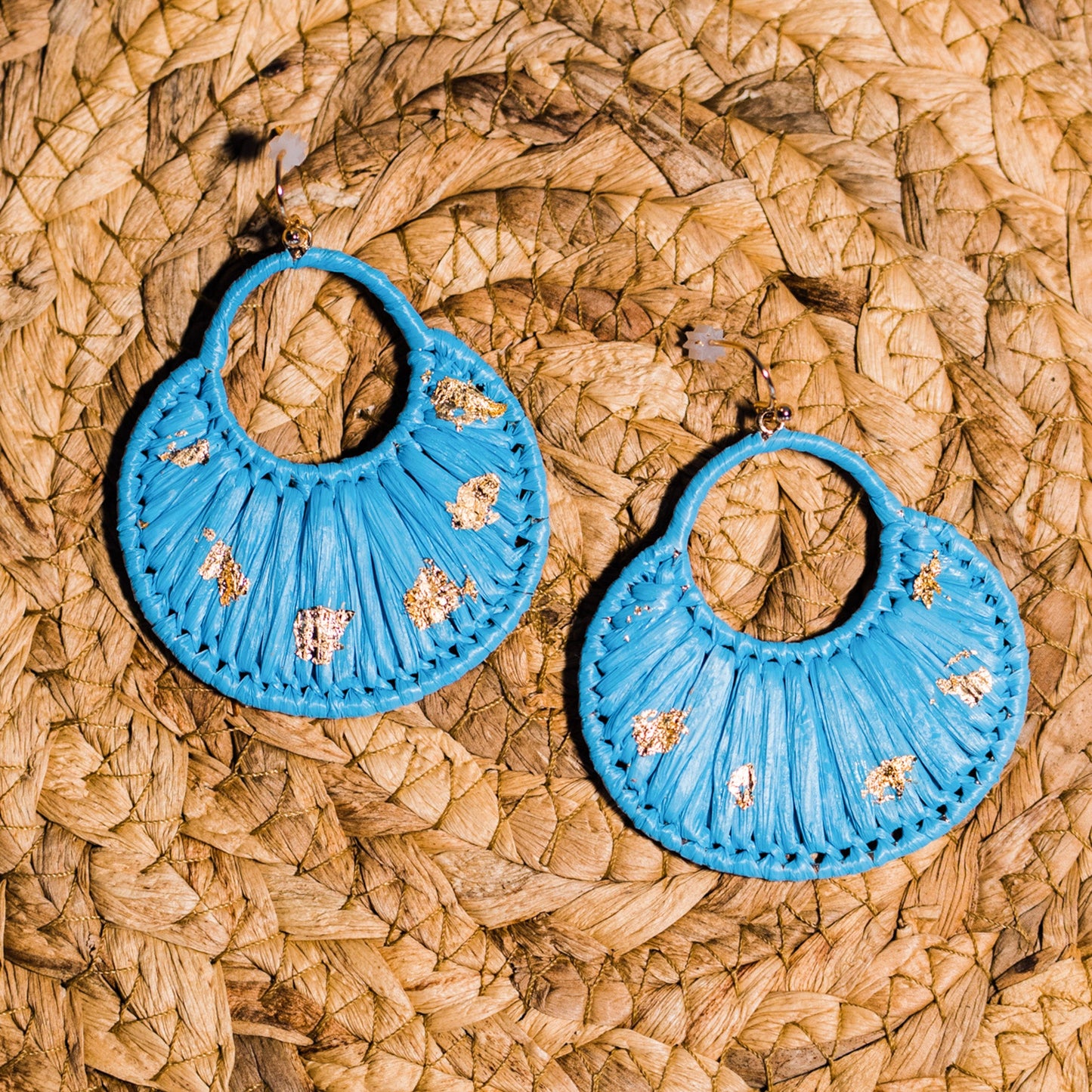 Light Blue Raffia Earrings