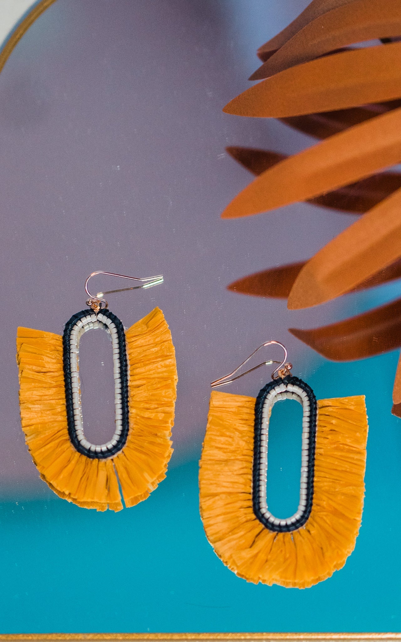 Mustard Raffia Earrings