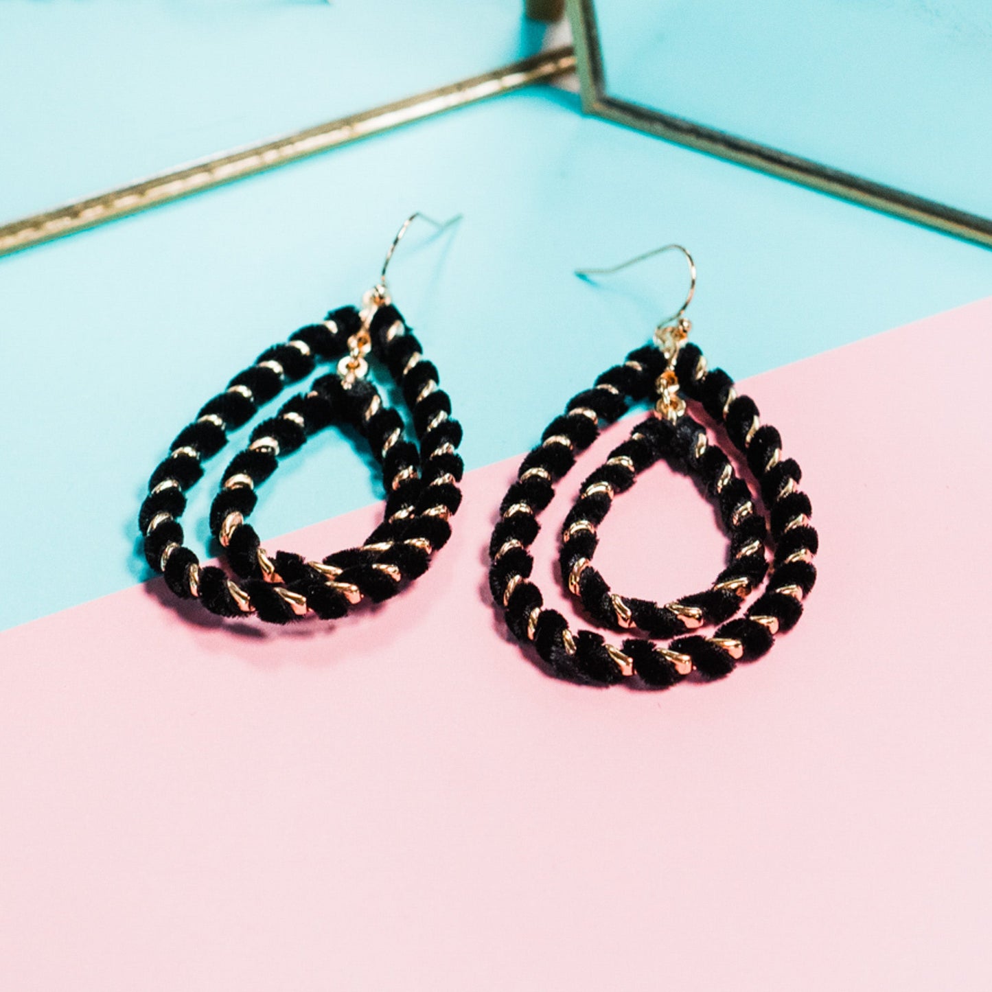 Gold Wrapped Double Teardrop Earrings
