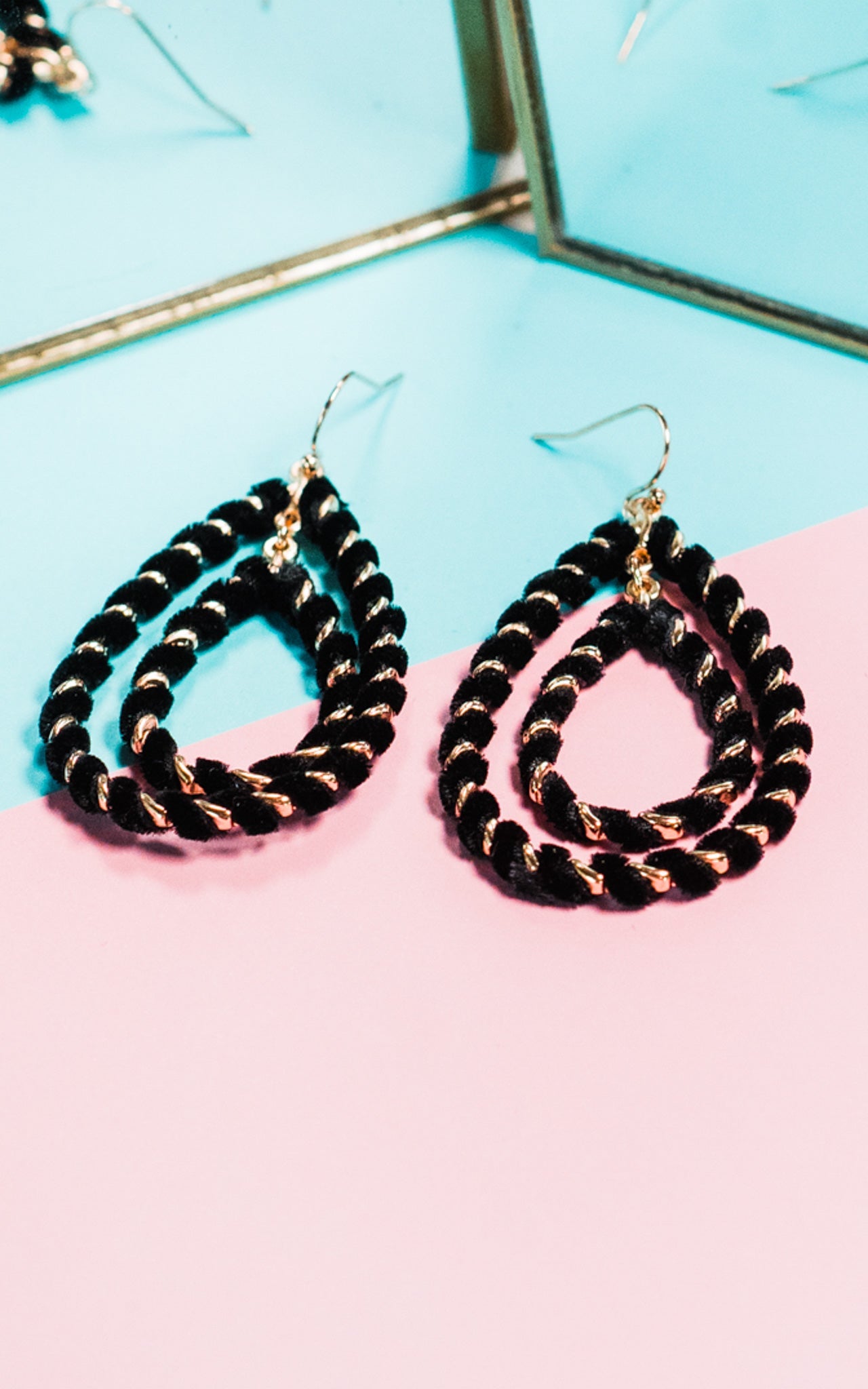 Gold Wrapped Double Teardrop Earrings