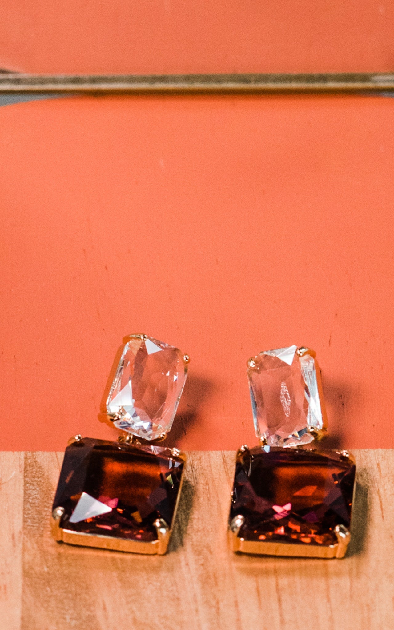 Espresso and Clear Rhinestone Earrings