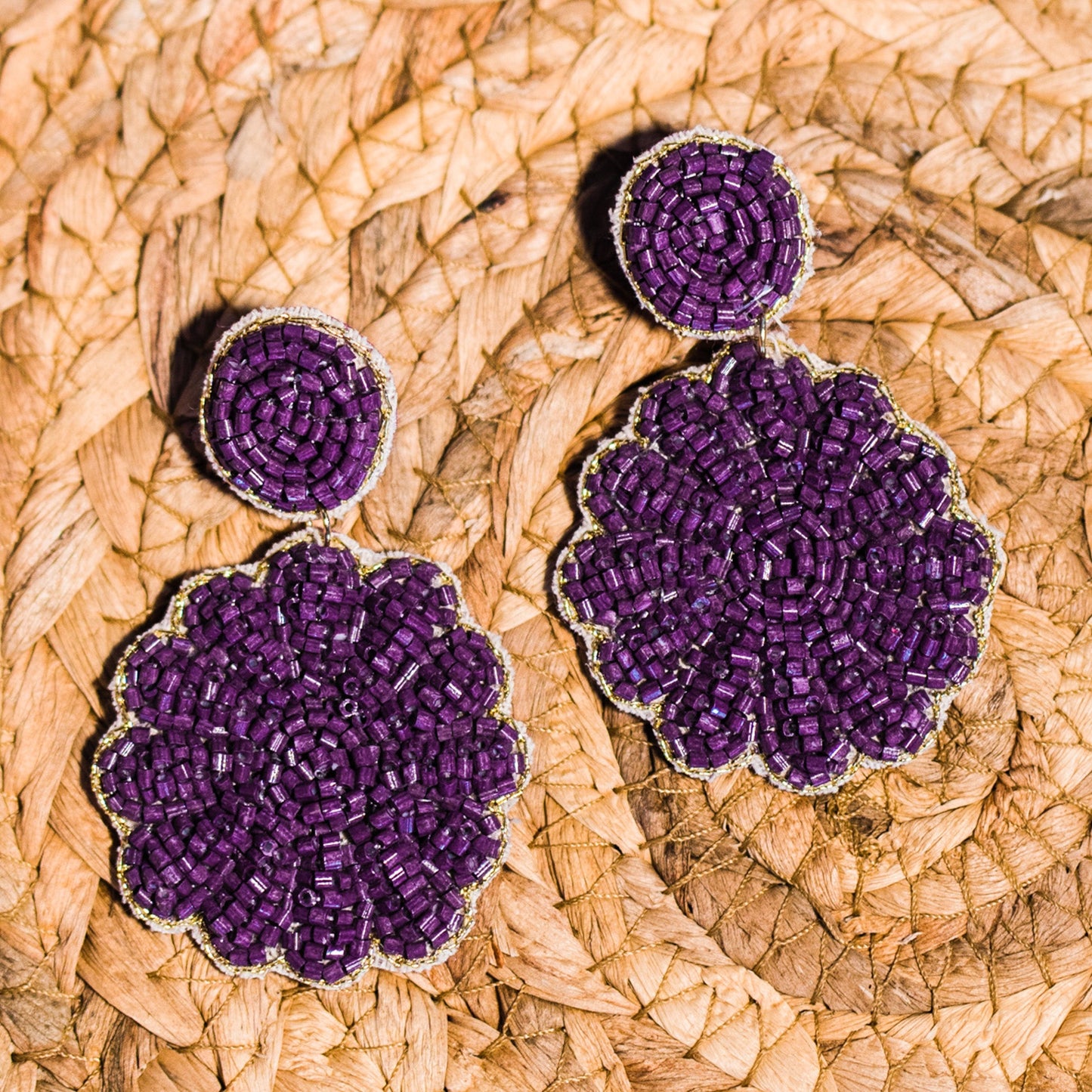 Purple Seed Bead Earrings