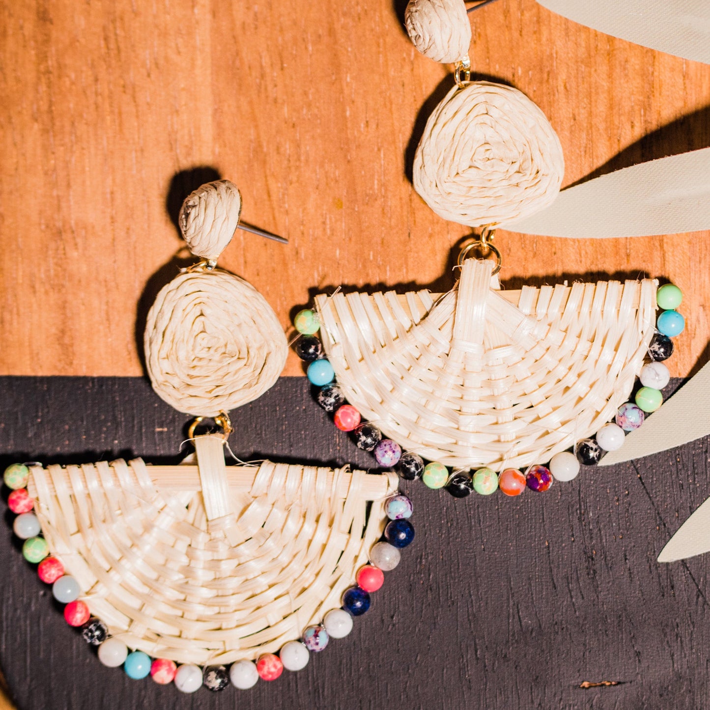 Natural Rattan Boho Earrings