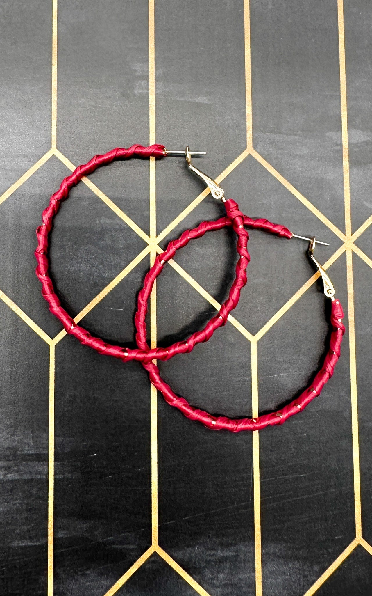 Gold Hoop with Maroon Wrap