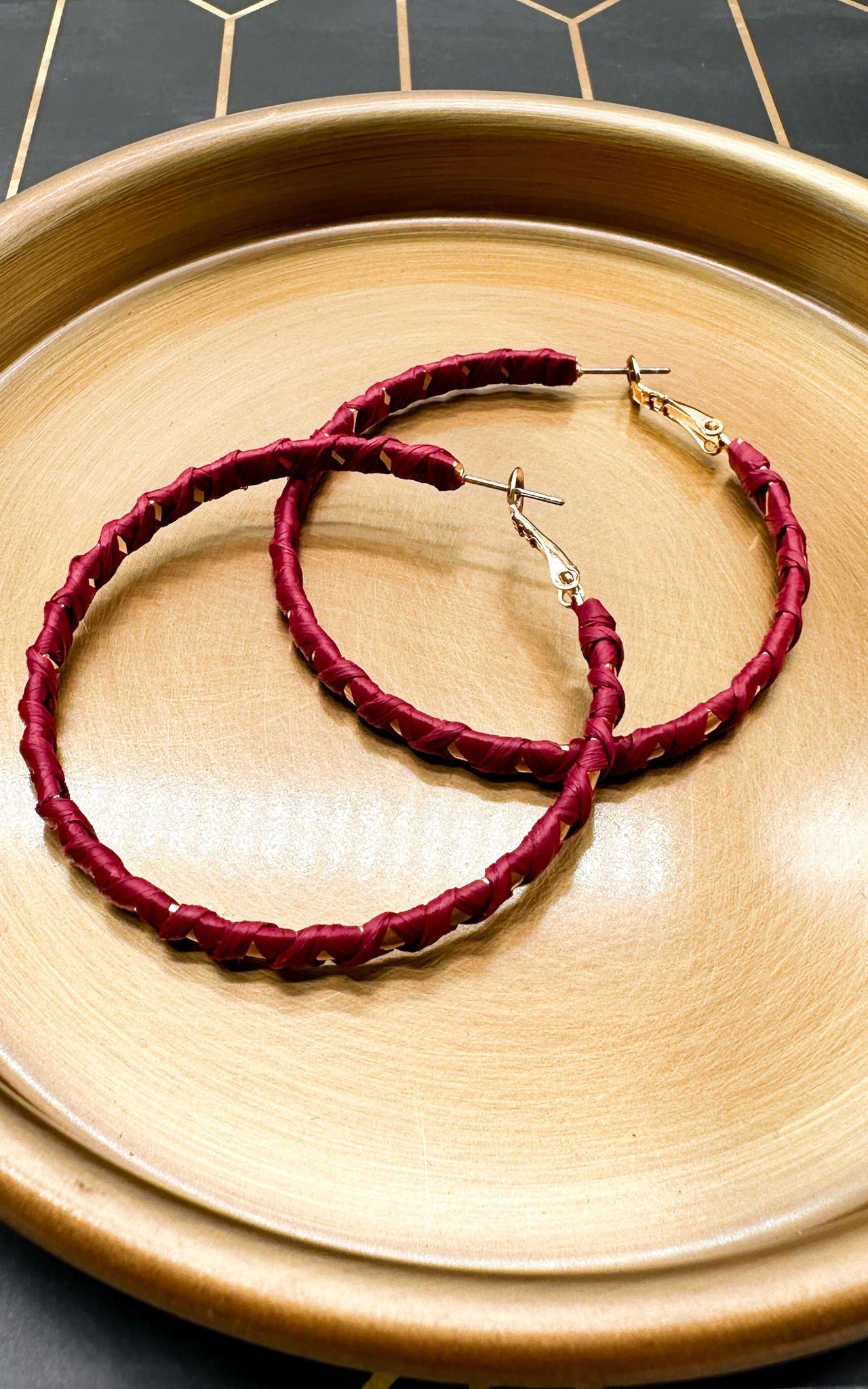 Gold Hoop with Maroon Wrap