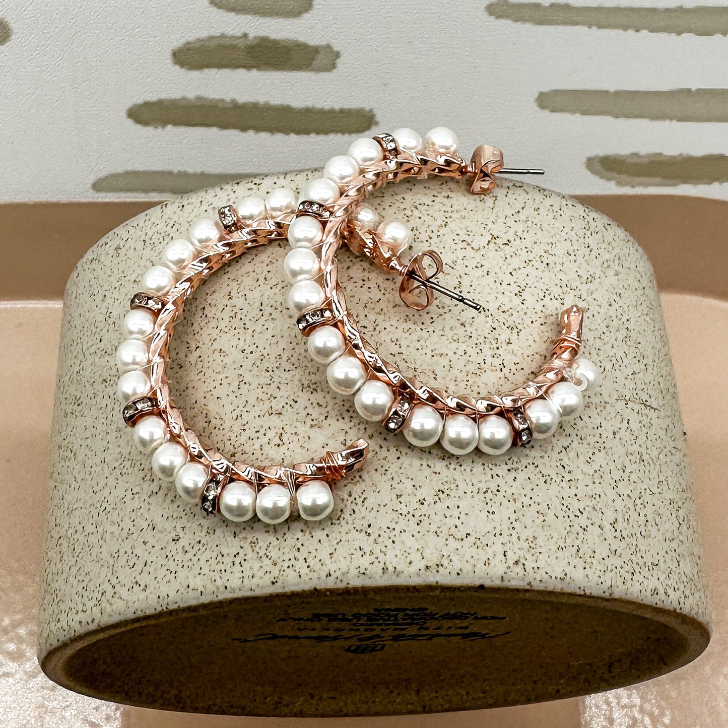 Pearl and Copper Hoops
