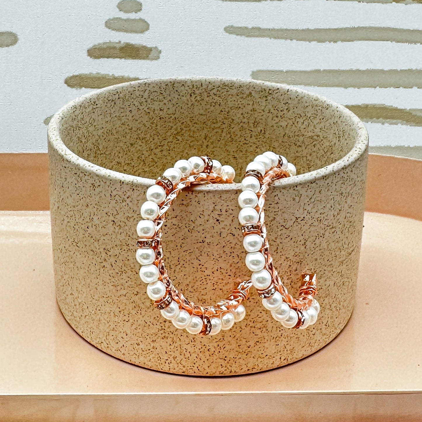 Pearl and Copper Hoops