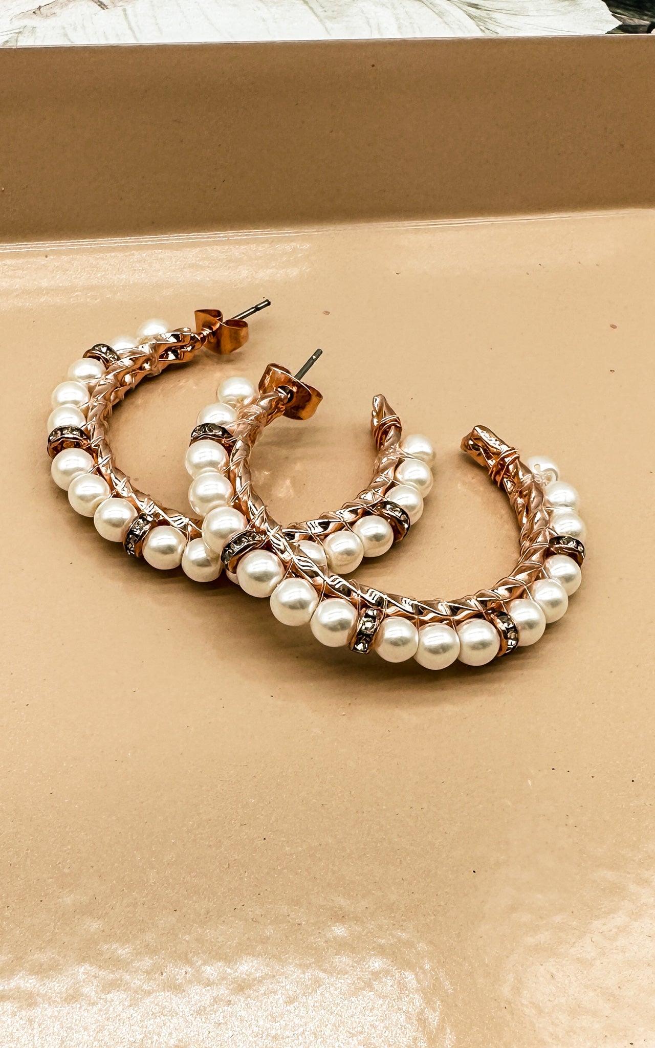 Pearl and Copper Hoops