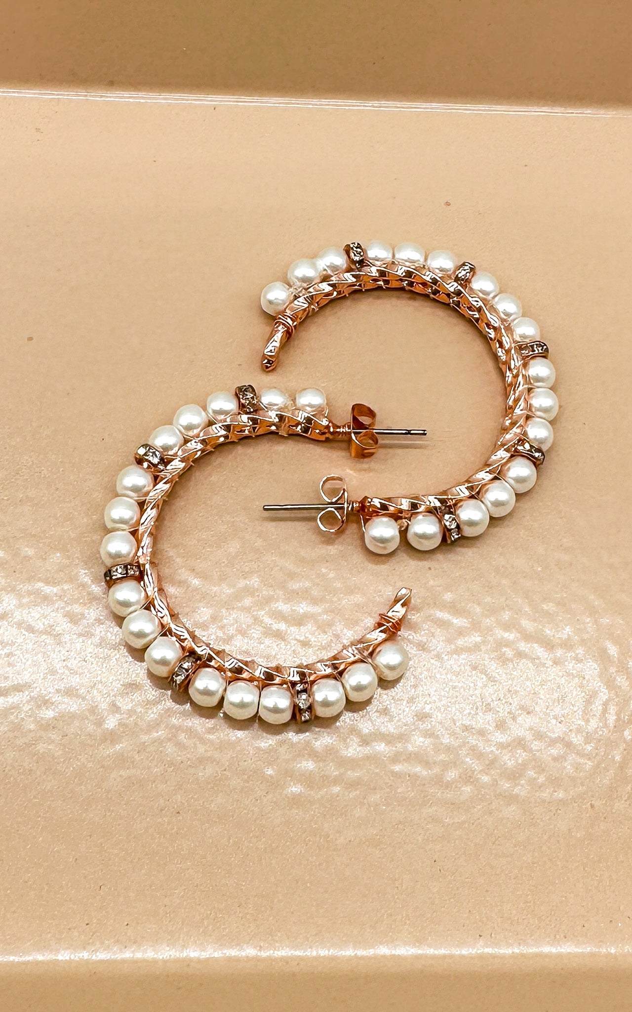 Pearl and Copper Hoops