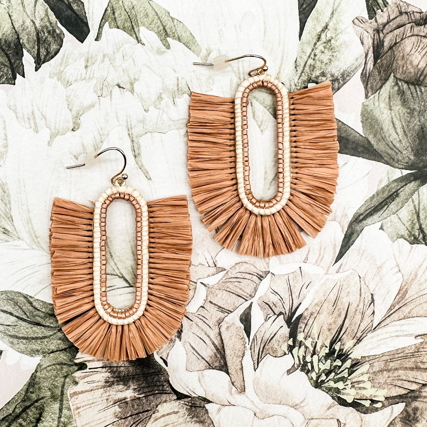 Tan Boho Hoop Earrings