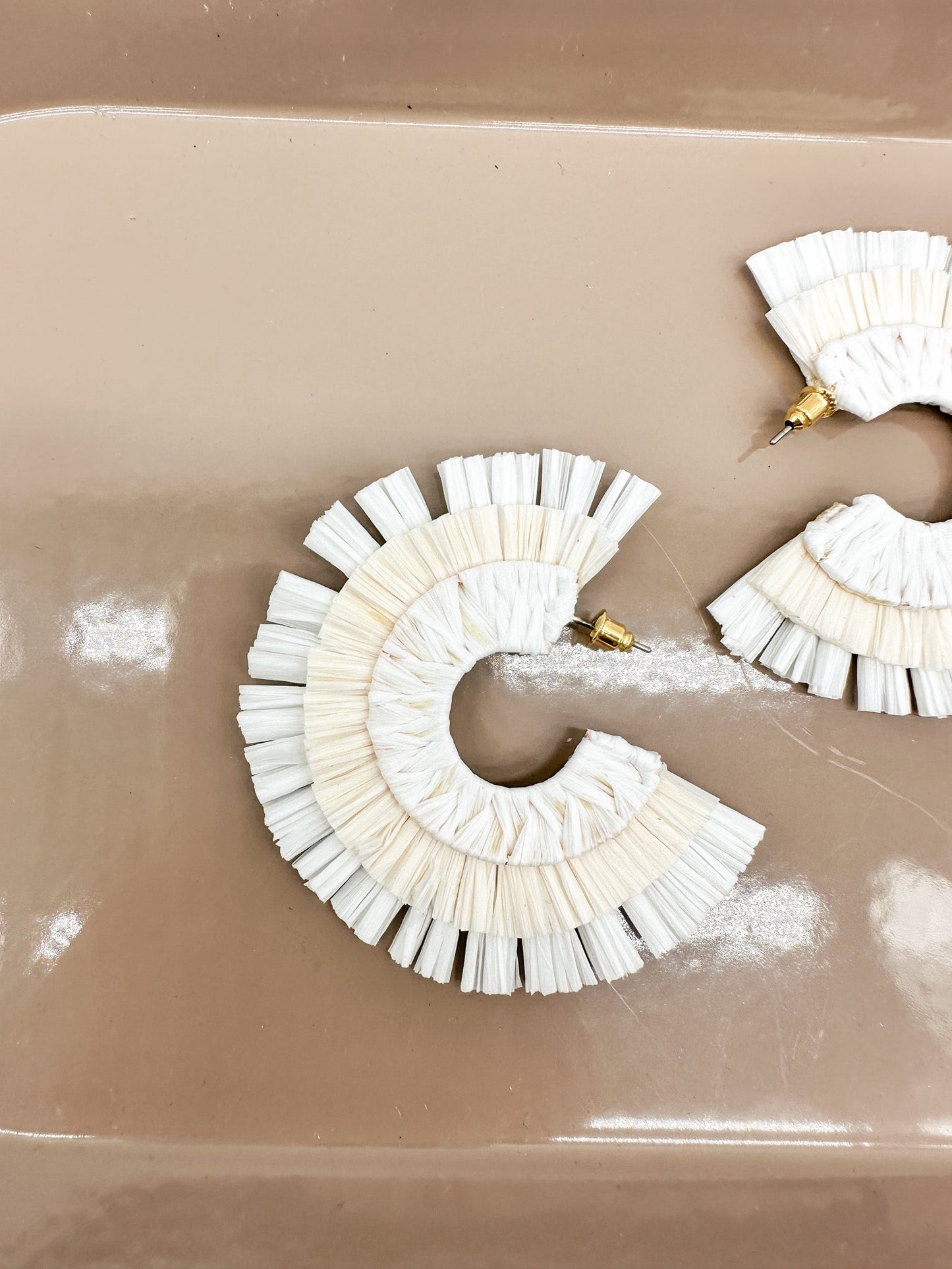 White and Cream Raffia Hoops