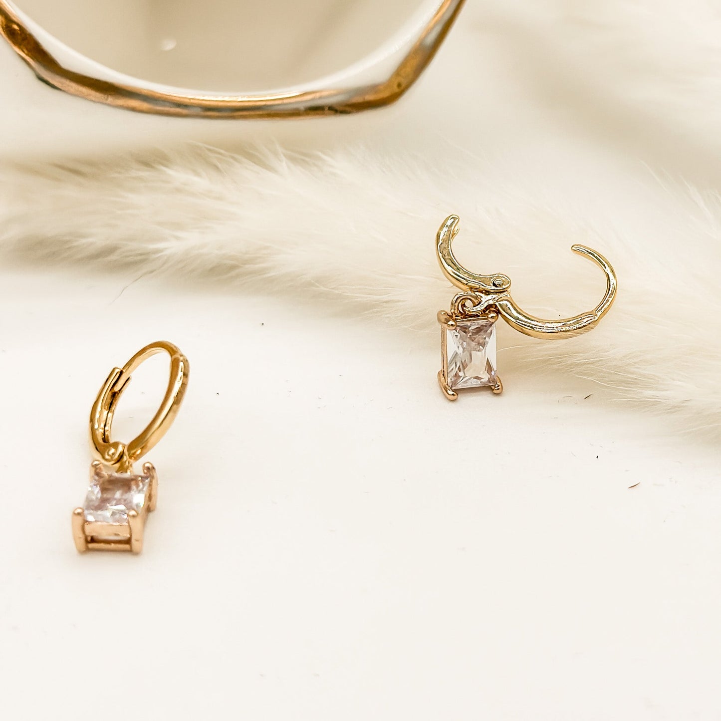 Square Crystal Drop Hoops