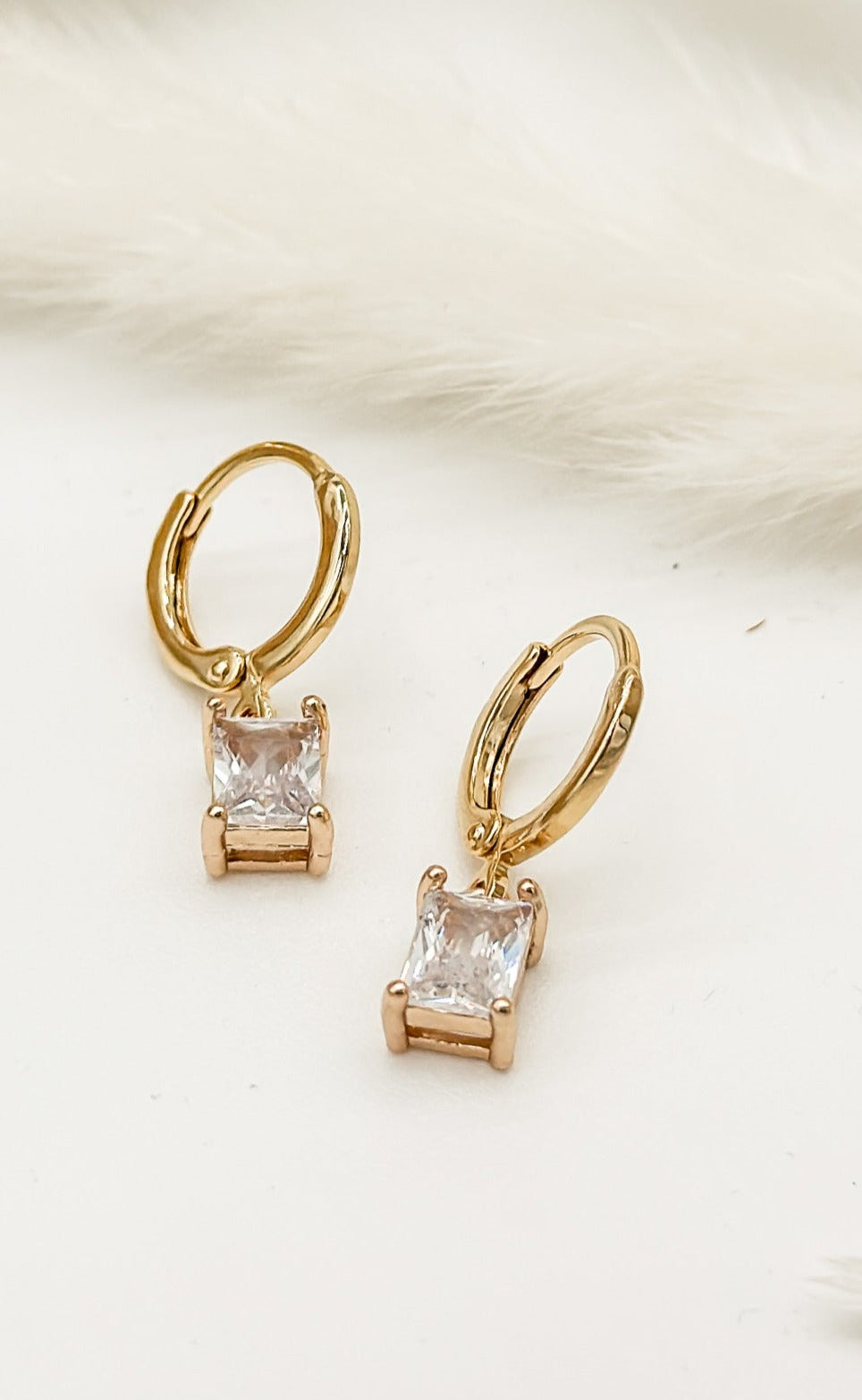 Square Crystal Drop Hoops