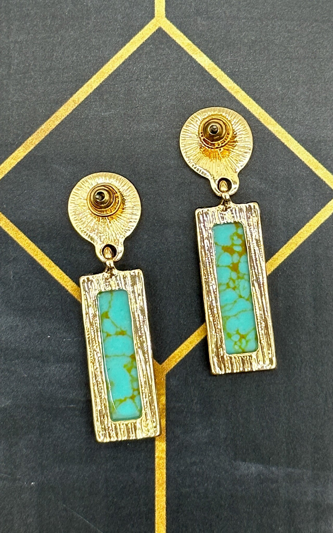 Gold and Turquoise Post Earrings