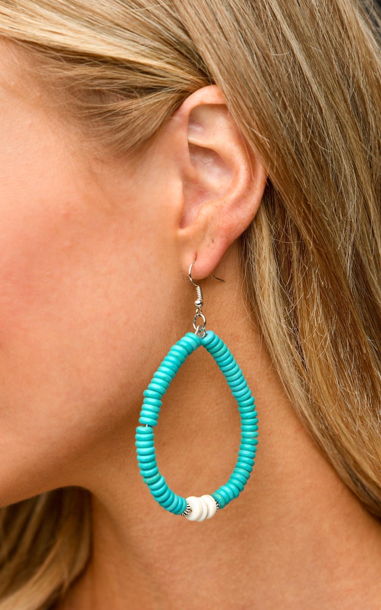 Turquoise and Ivory Teardrop Earring