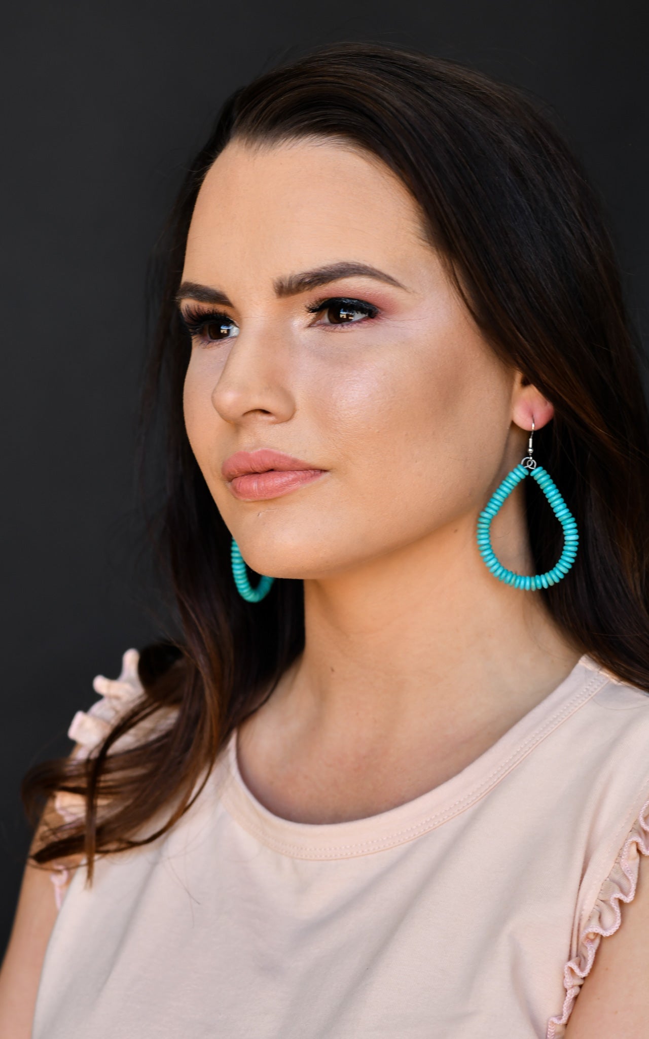 Turquoise Rondel Teardrop Earring