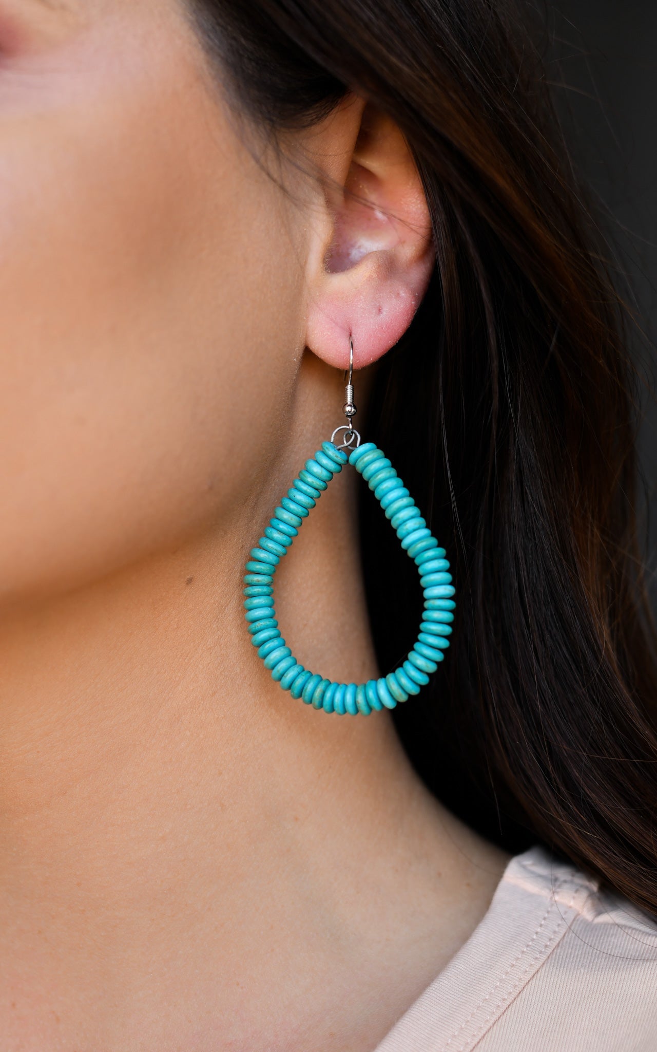 Turquoise Rondel Teardrop Earring