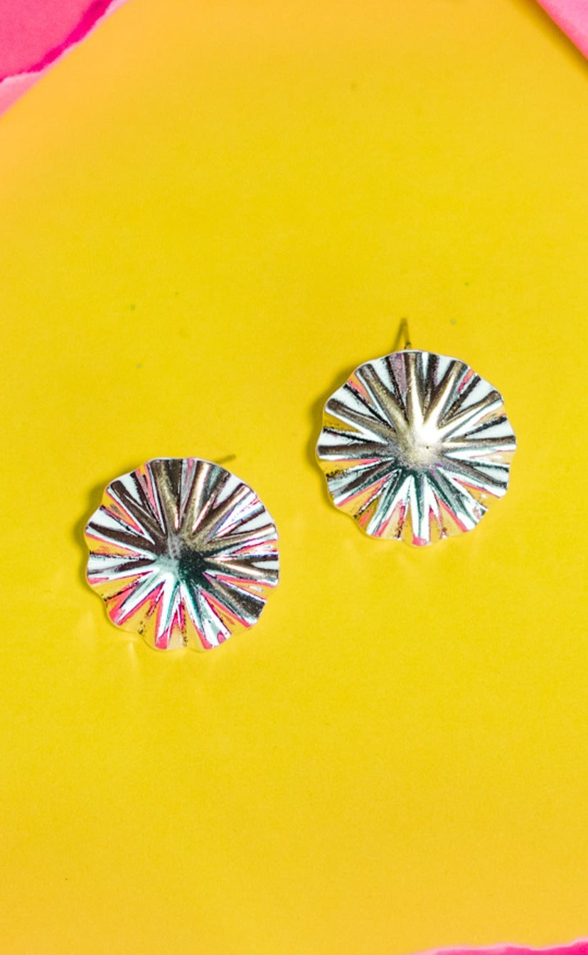 Faux Silver Concho Earrings