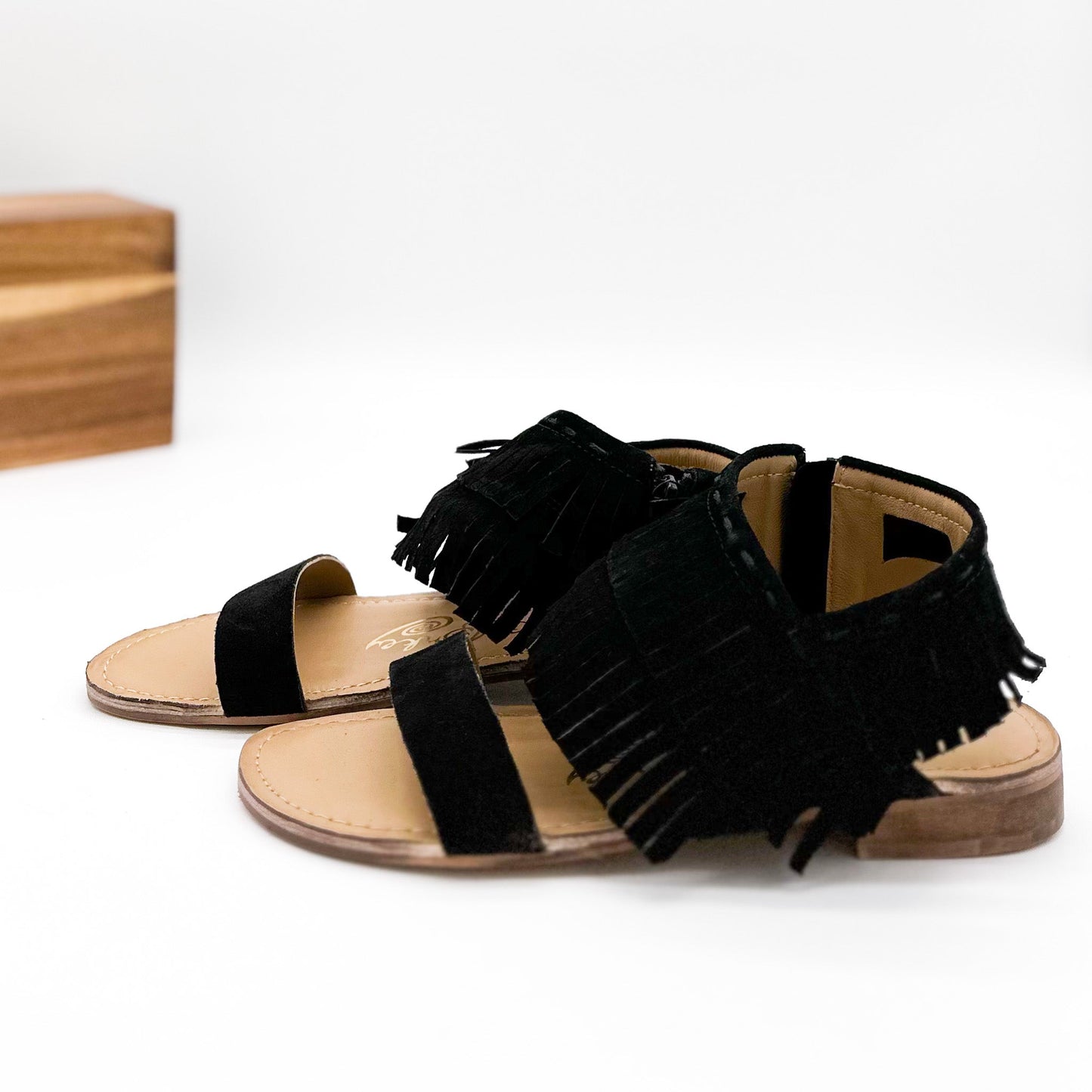 Naughty Monkey Fringe Star Sandal in Black