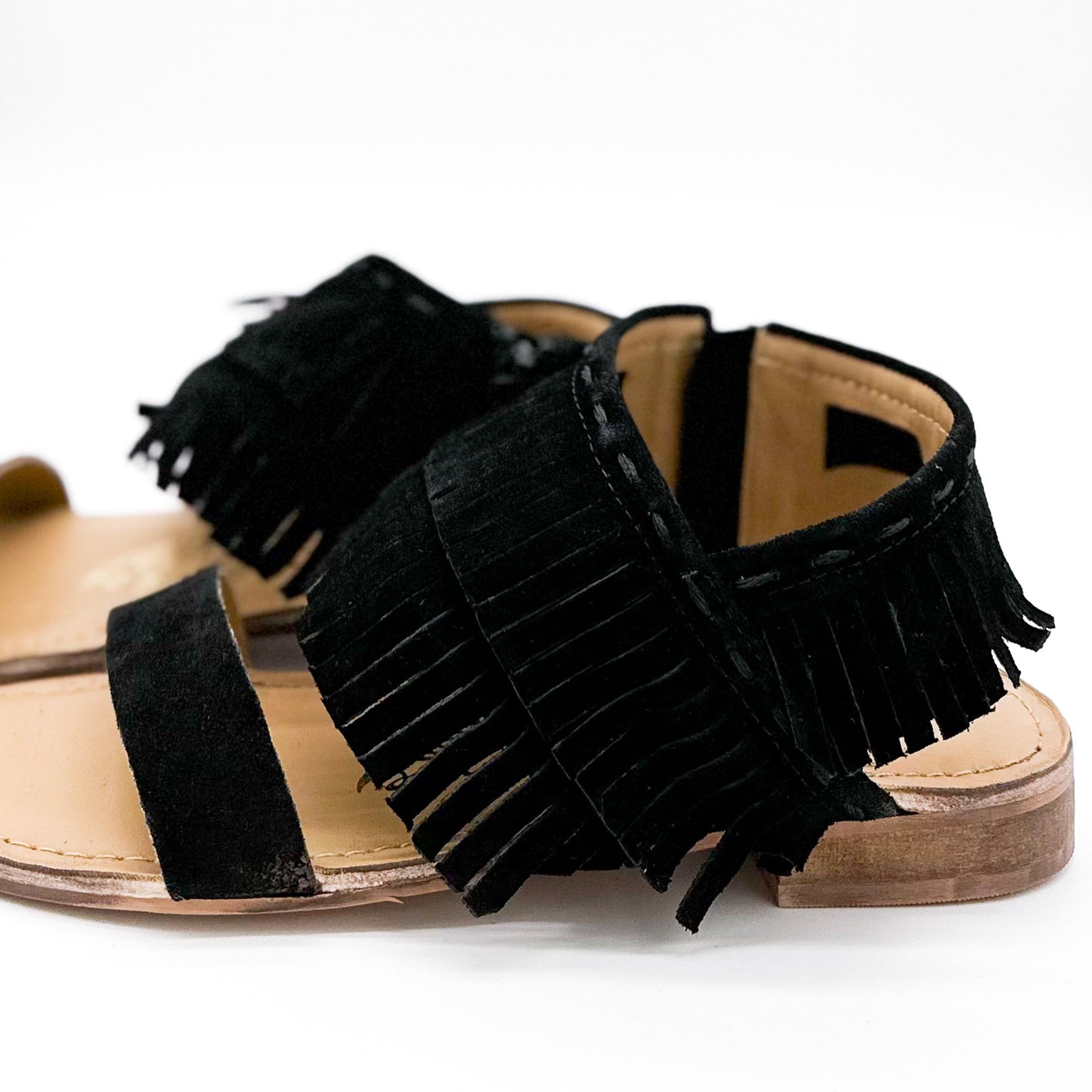Naughty Monkey Fringe Star Sandal in Black