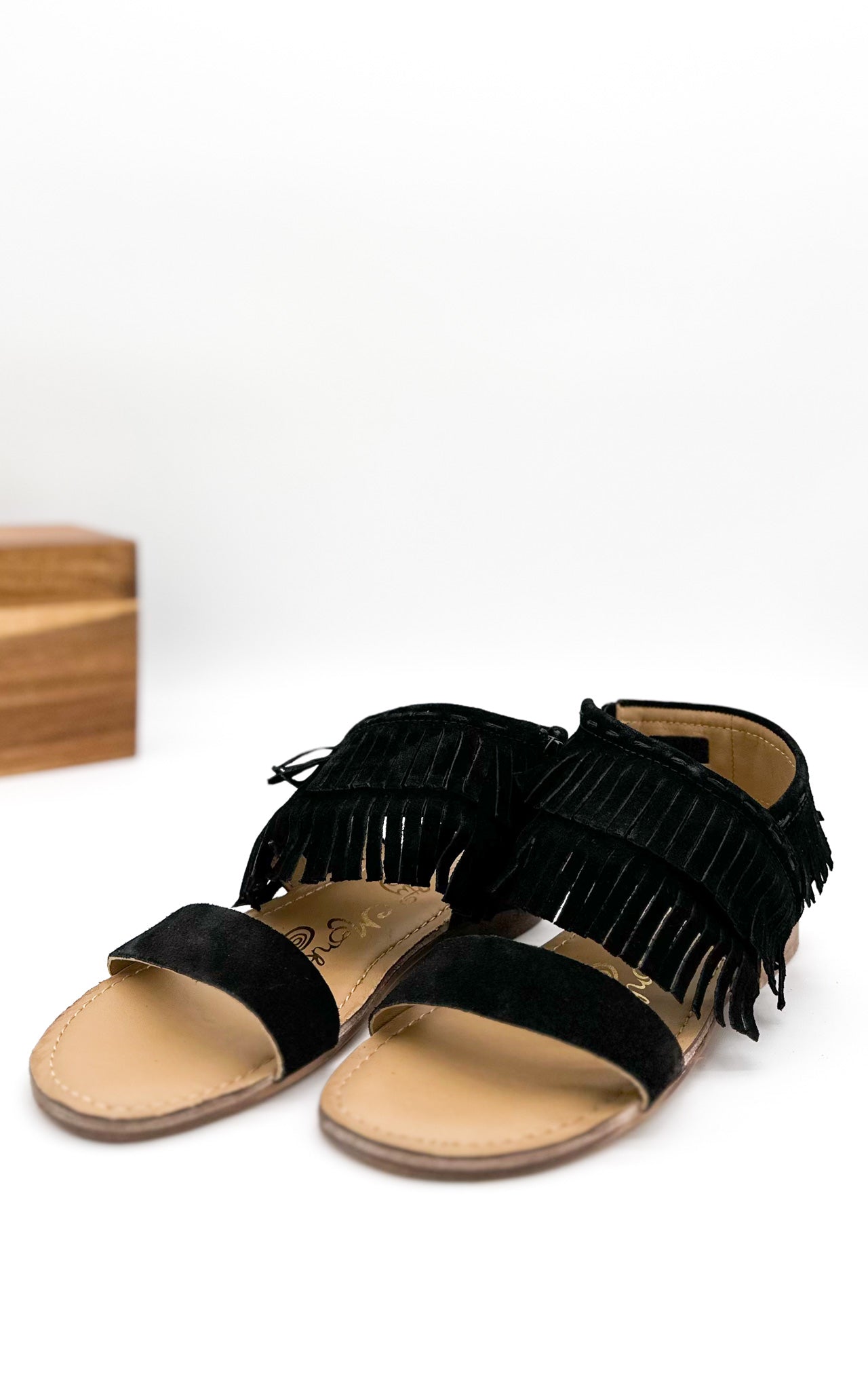 Naughty Monkey Fringe Star Sandal in Black