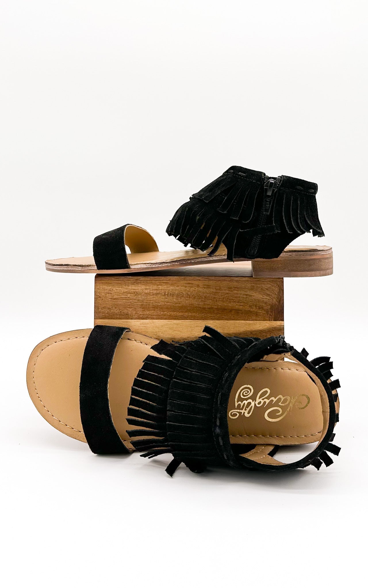 Naughty Monkey Fringe Star Sandal in Black