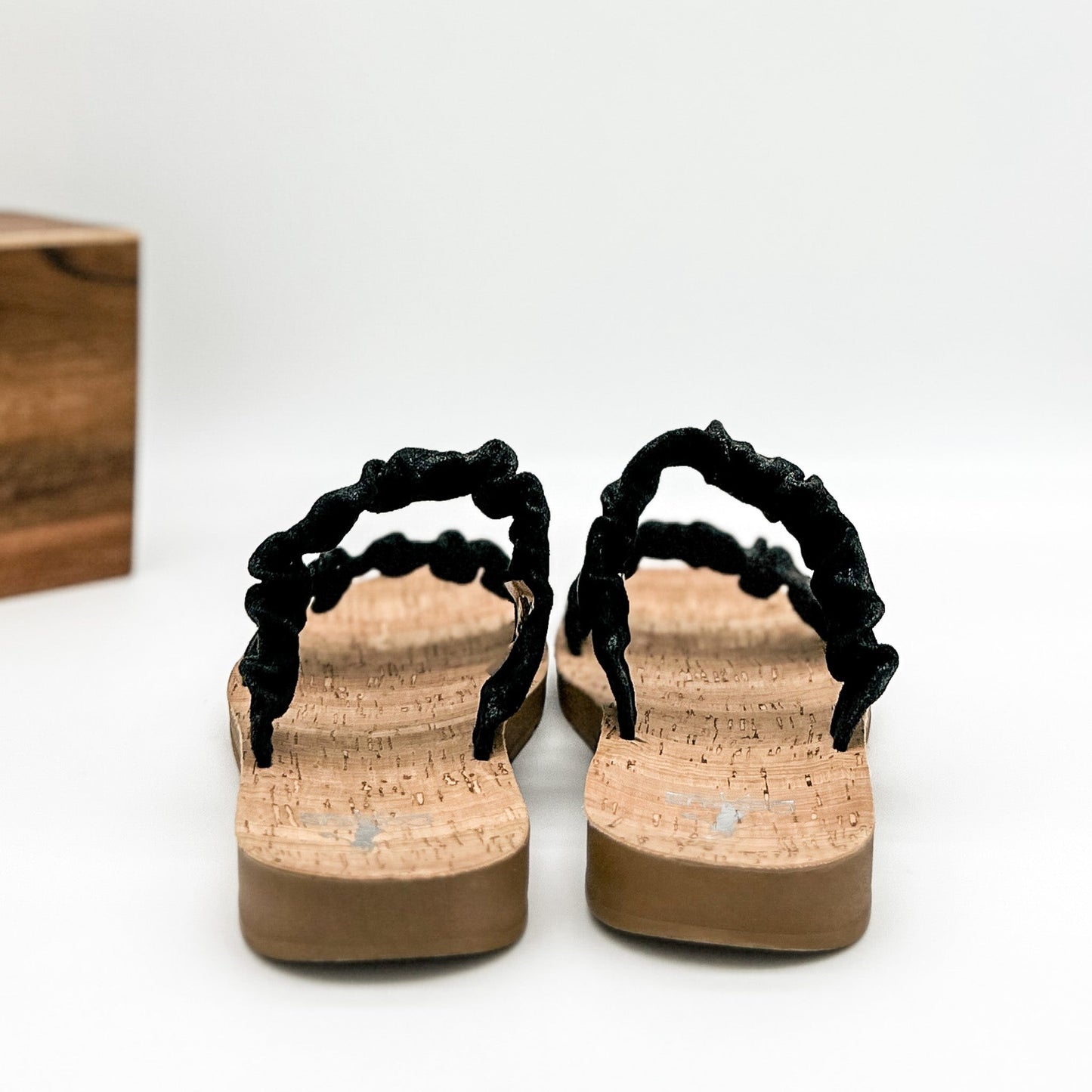 Corkys Iced Tea Sandal in Black Metallic