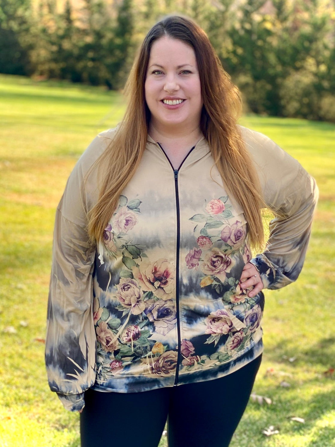 A Sweet Rose Zipper Hoodie
