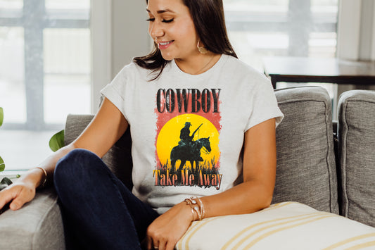 Cowboy Take Me Away Red Sunset
