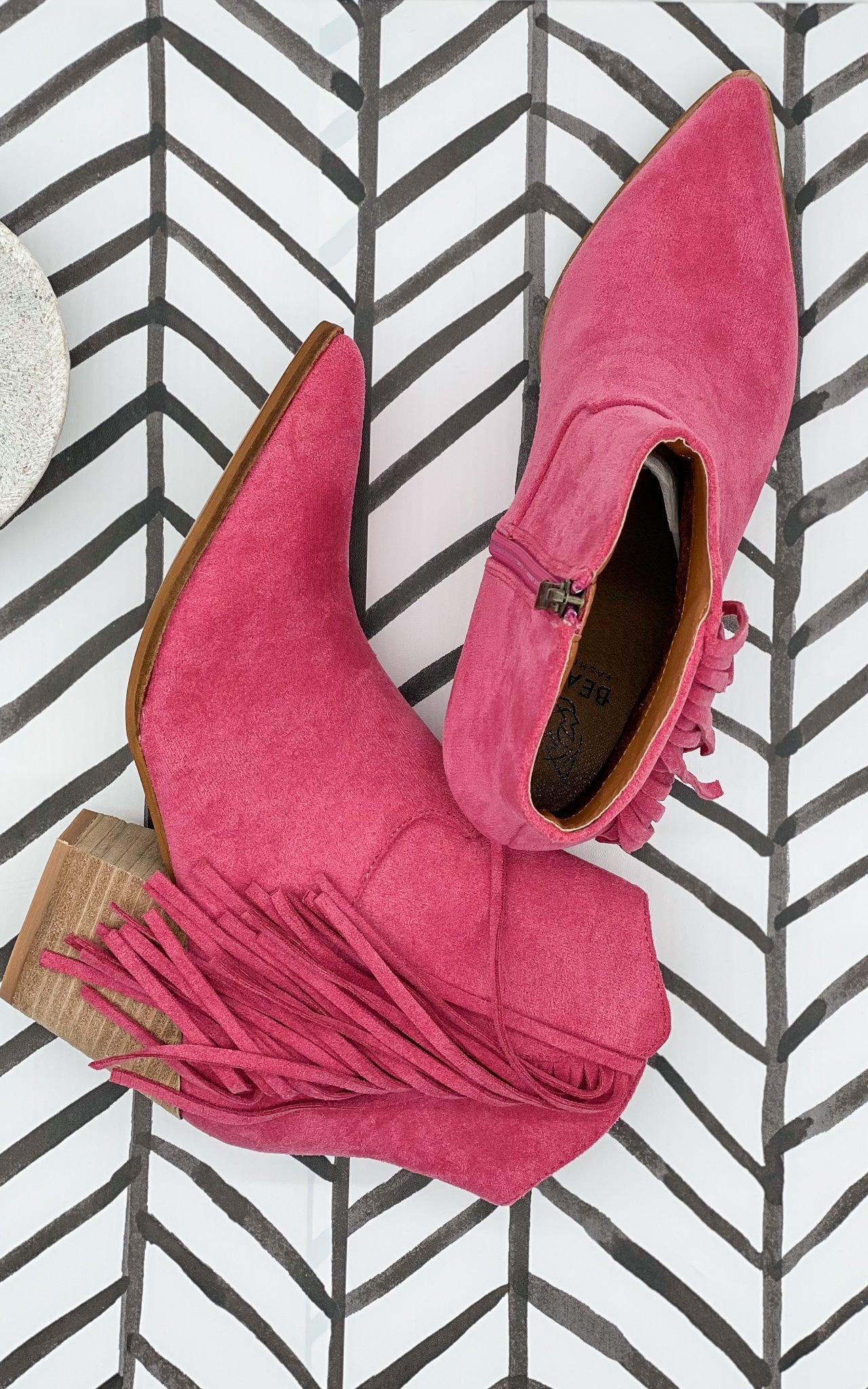 Beast Leo Fringe Bootie in Fuchsia