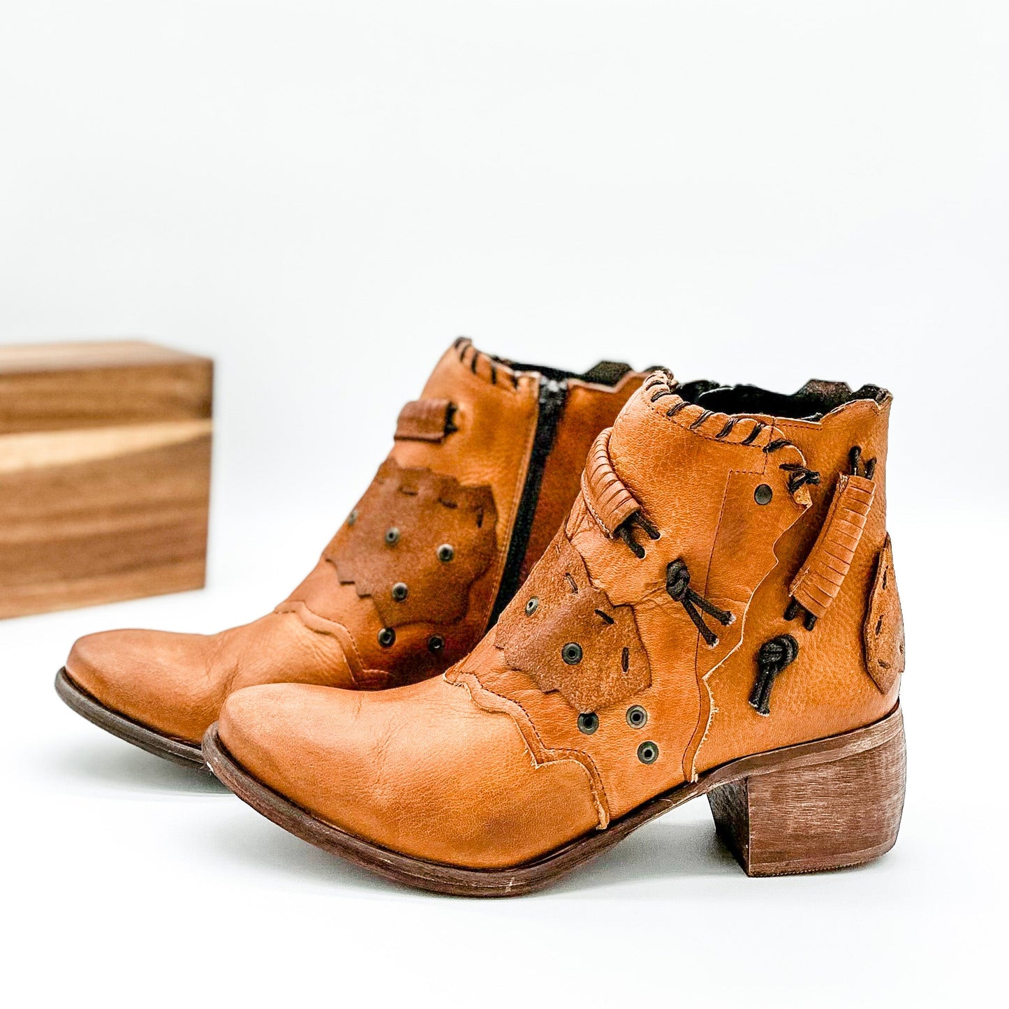 Naughty Monkey Maxine Booties in Cognac