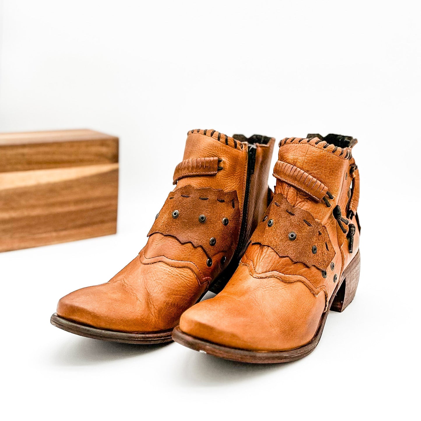 Naughty Monkey Maxine Booties in Cognac