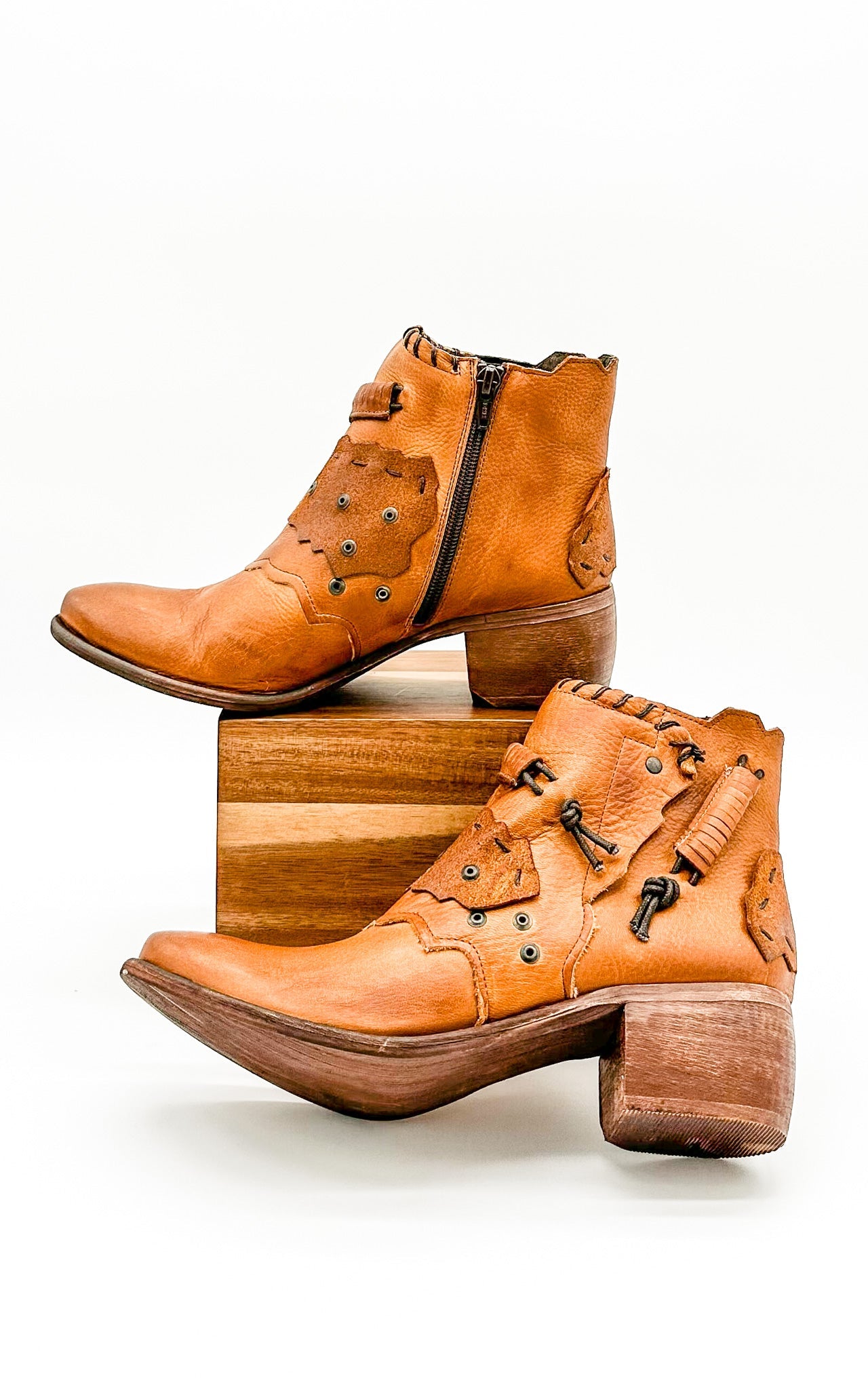 Naughty Monkey Maxine Booties in Cognac